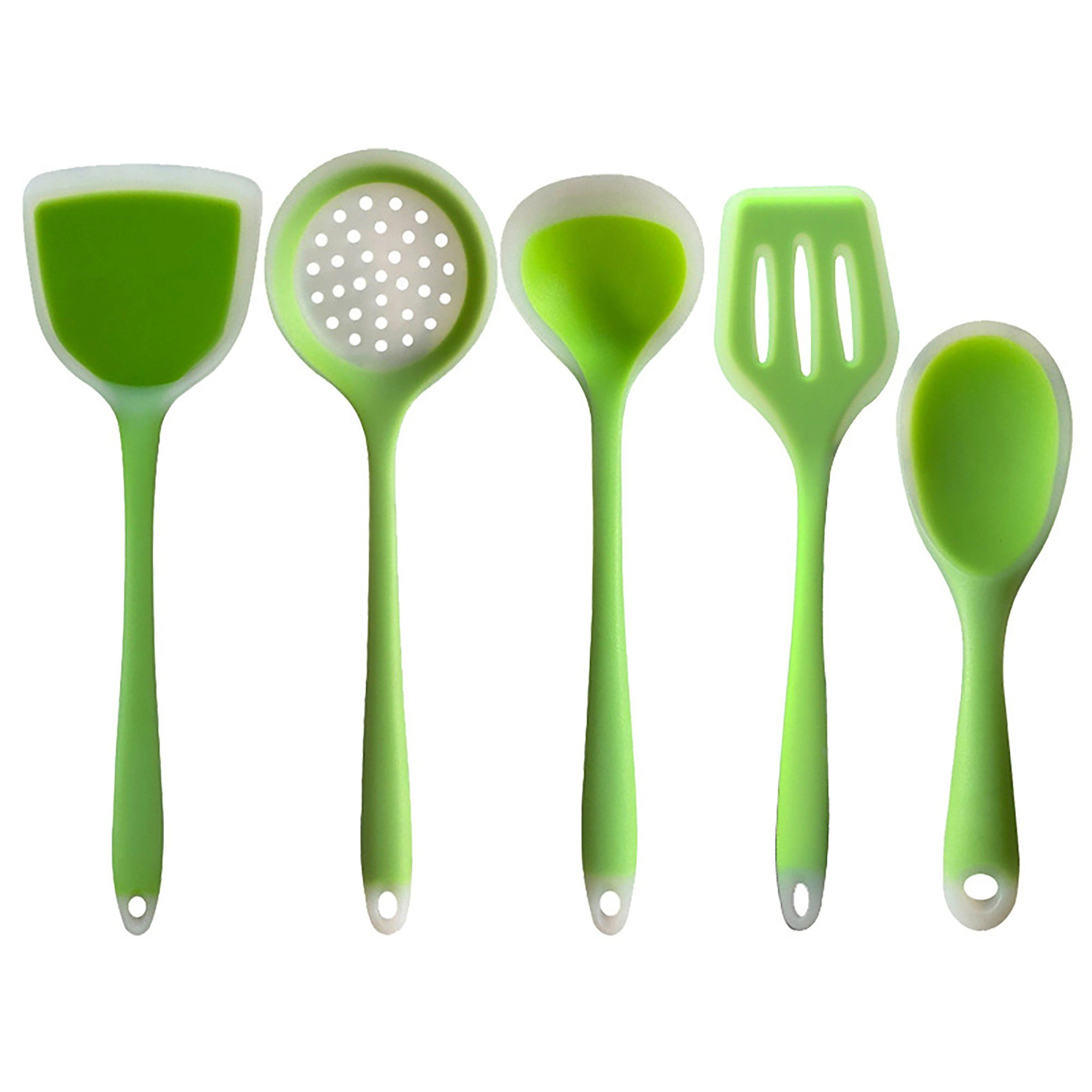 Alilang Women 5-Piece Silicone Kitchen Utensil Set with Spoon, Spatula and Strainer