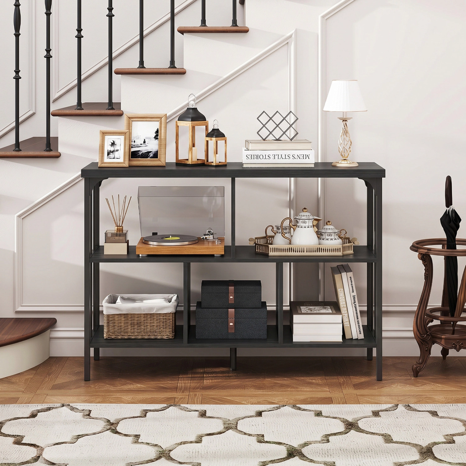 LJG 3-Tier Horizontal Cubby Bookshelf with Open Shelves