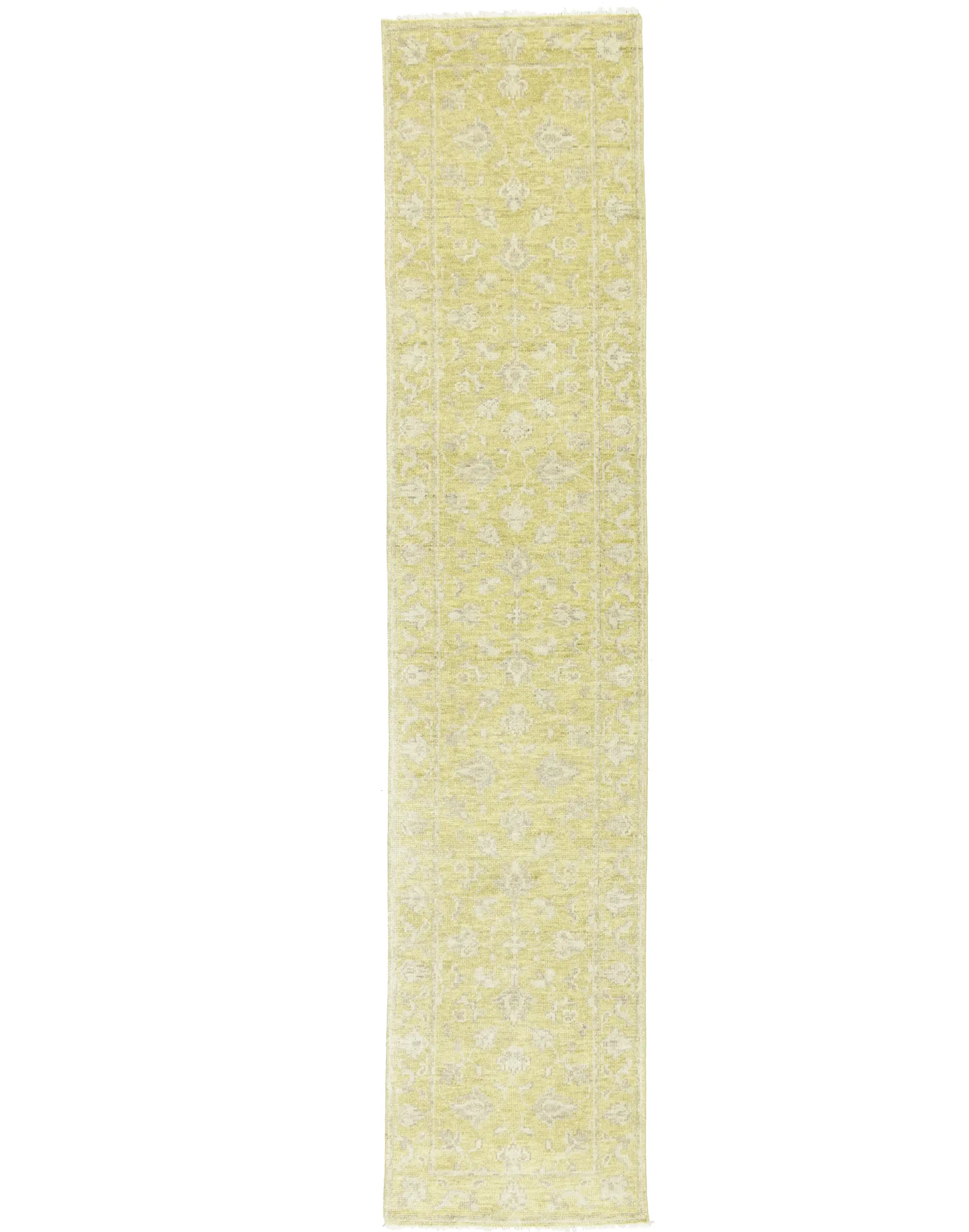 Magic Rugs Muted Golden Yellow Floral 3X12 Transitional Oriental Runner Rug
