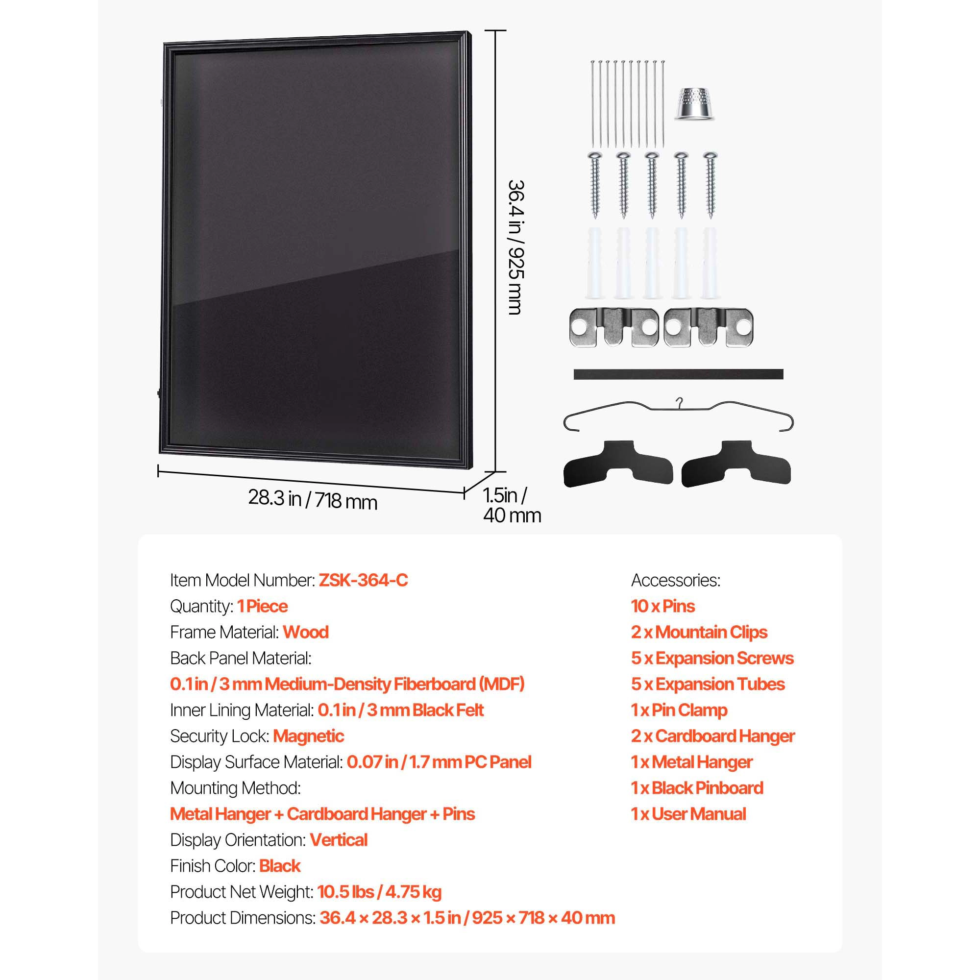 HONGGE Wooden Sports Jersey Shadow Box, 36.4 x 28.3 x 1.5 in, Magnetic-Lock Display Case with UV-Protected PC Panel