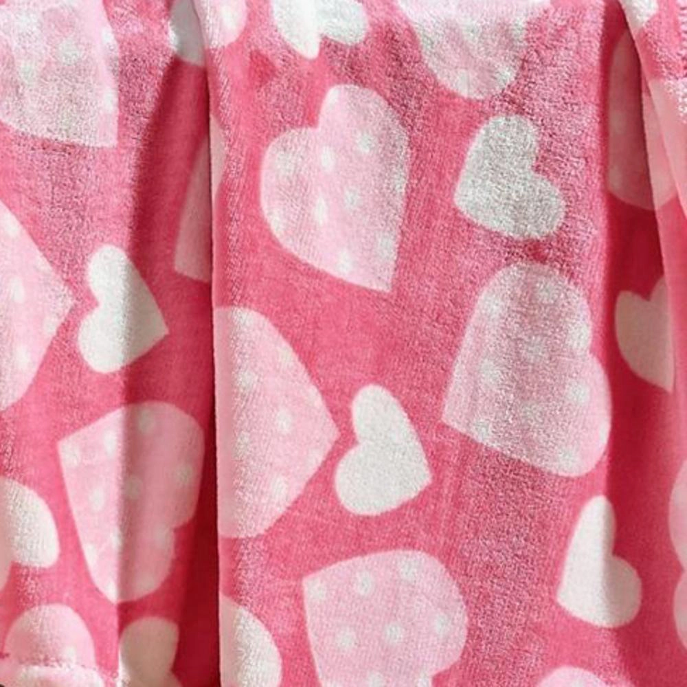 Plazatex Jasmine Valentine Micro Plush Decorative Throw Blanket All Season 50 x 60 Pink