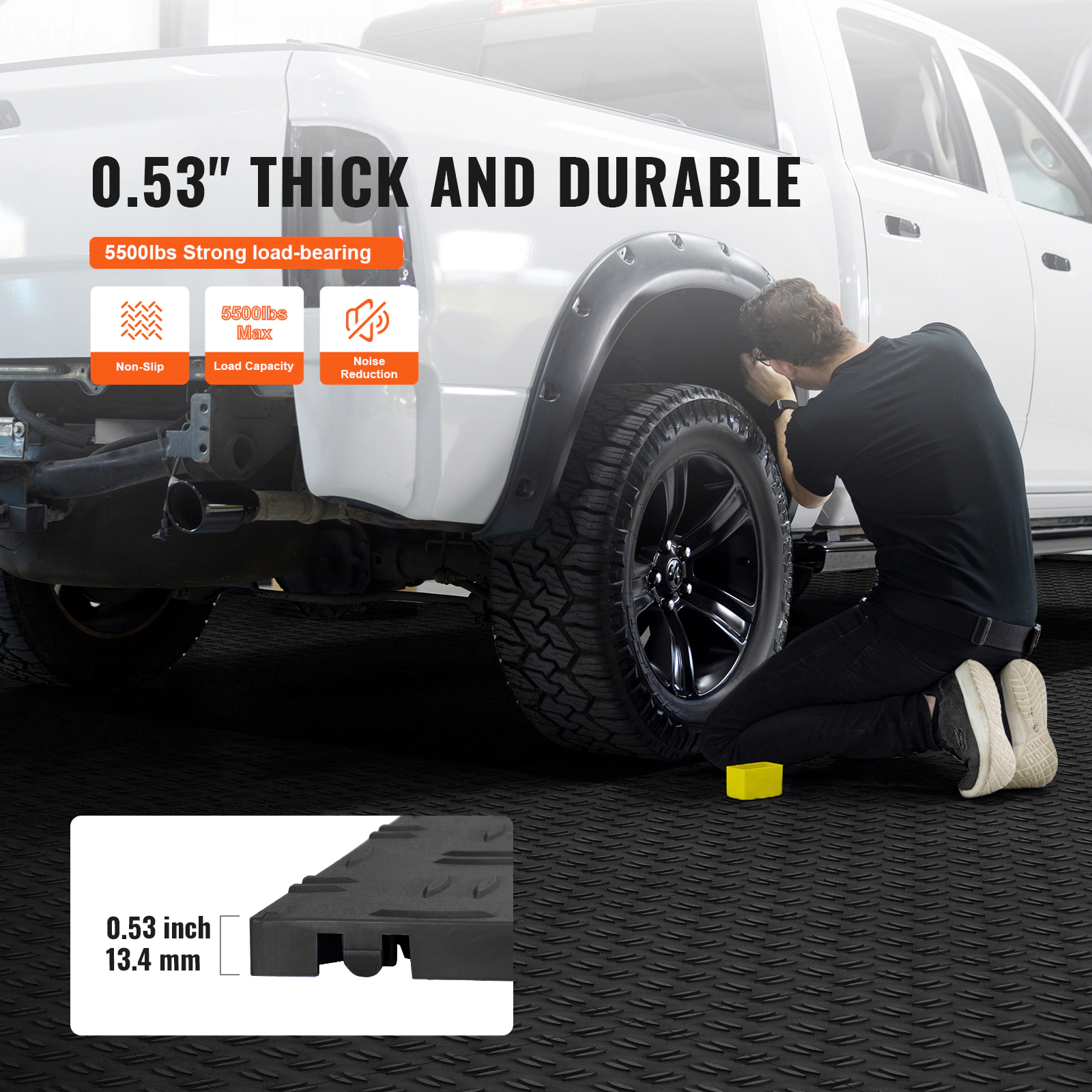 HONGGE Garage Tiles Interlocking 12 x 12 x 0.53 inch Garage Floor Covering Tiles Non-Slip Double-Sided Texture Garage