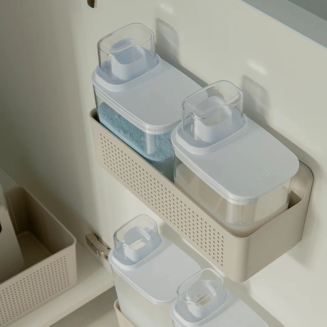 OU Wall-Mounted Storage Organizer Easy-Install Hanging Cabinet Door Basket for Kitchen & Laundry Room Heavy Duty