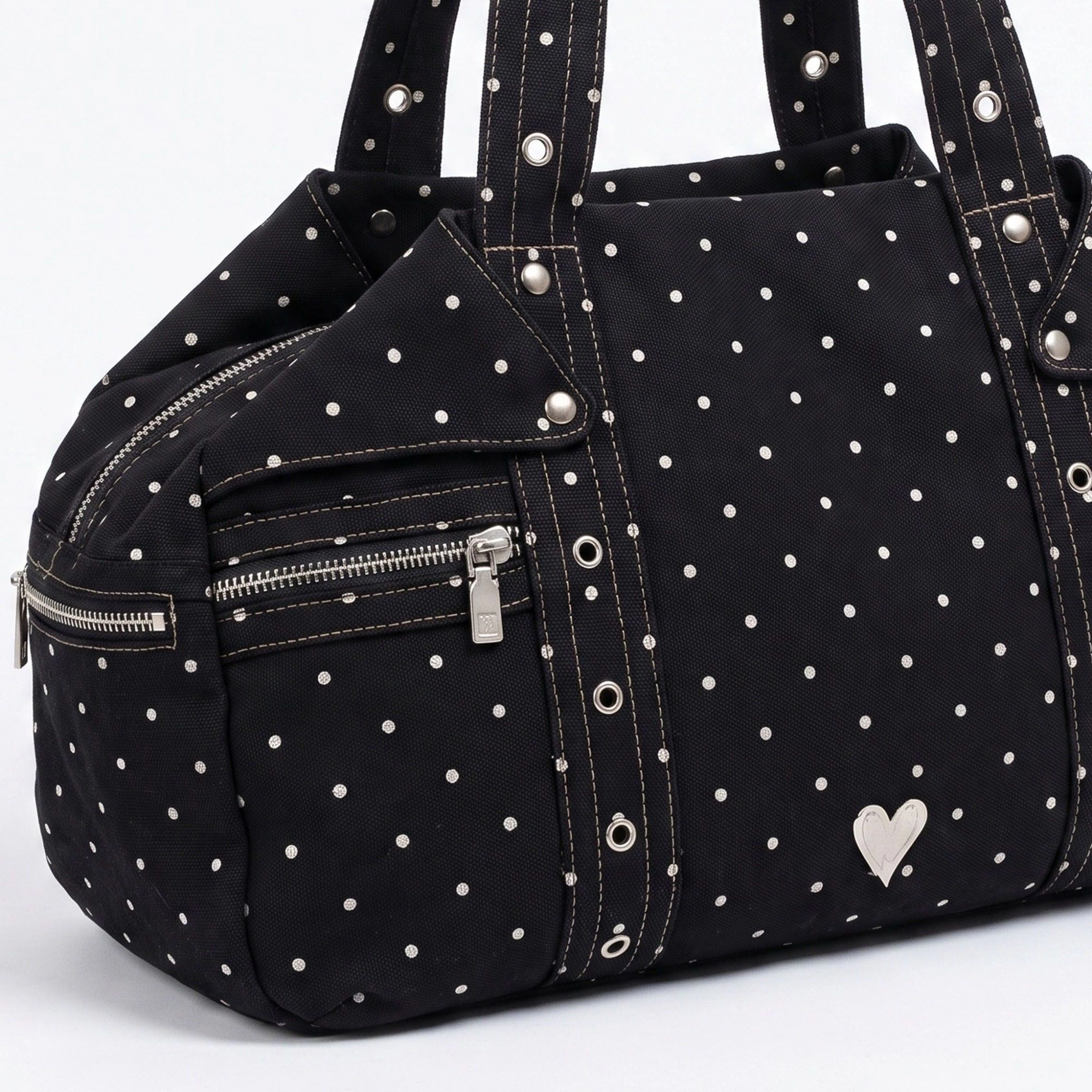 Alilang Women's Polka Dot Multi-Pocket Shoulder Bag with Zip Closure