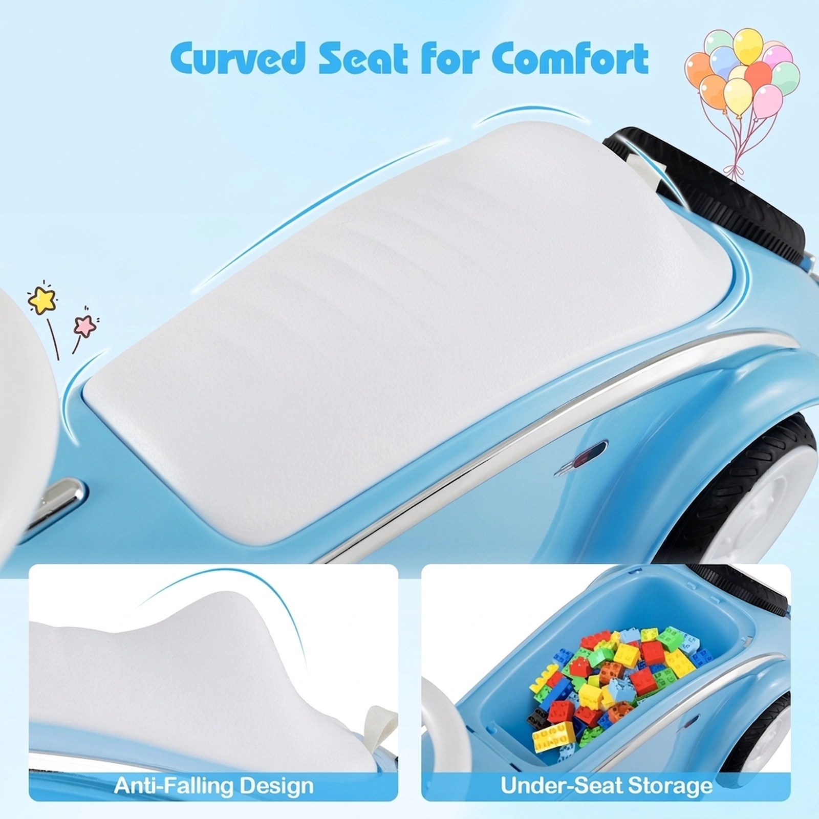 SUGIFT Toddler Ride On Sliding Car with Horn and LED Headlight Foot-to-Floor 33-lb Capacity Ages 19-36 Months Blue