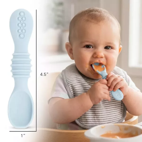 Sperric Silicone Baby Feeding Set, Suction Bowls w/ Lids, 4‑Pack Weaning Spoons & Fruit Feeders, Freezer Dishwasher Safe