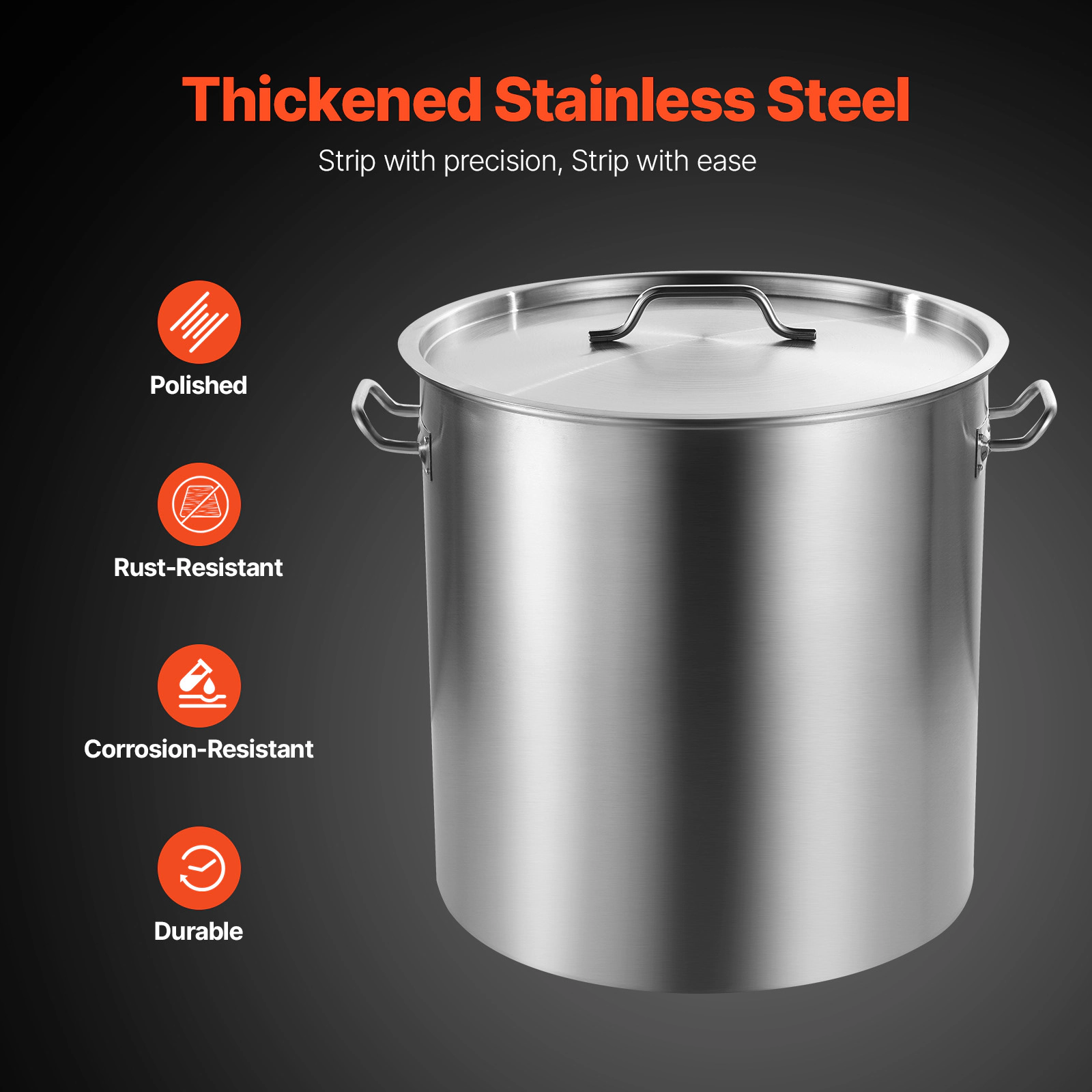 HONGGE Stainless Steel Stockpot Large Cooking Pots Cookware Sauce Pot with Basket Lid and Handle Heavy Duty Commercial