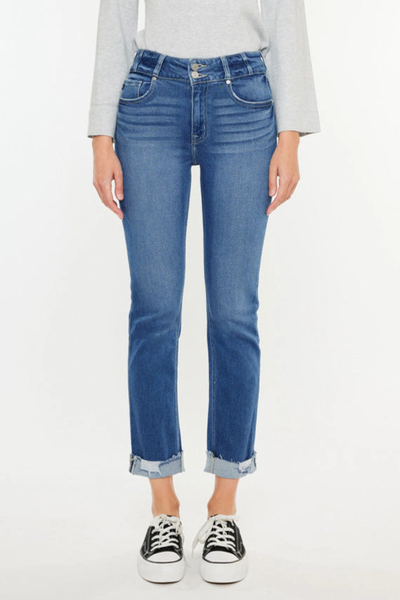 KanCan Women's Plus Essentials High Rise Slim Straight Leg Jeans Esme