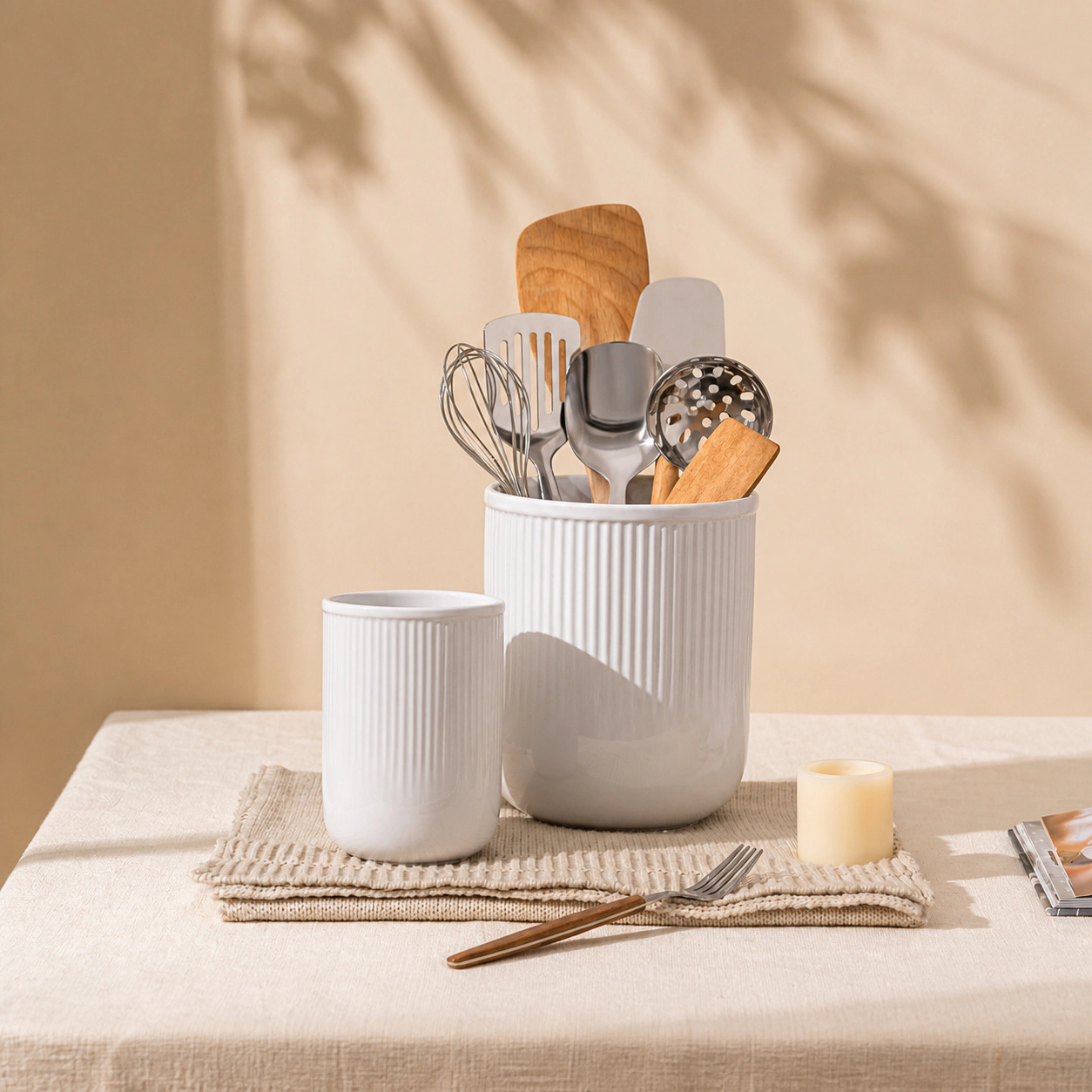 WZK Set of 2 Ceramic Kitchen Utensil Holder