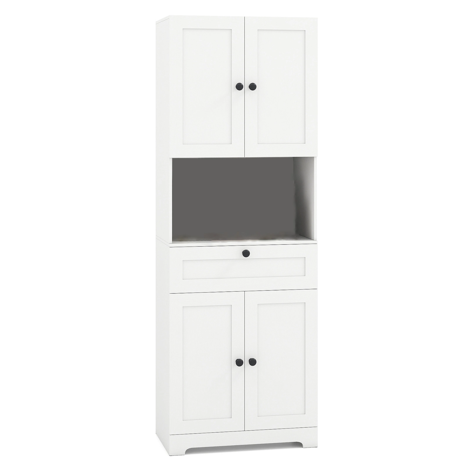Glintex 67.5-Inch Tall Storage Cabinet with 4 Doors and Open Display Bay