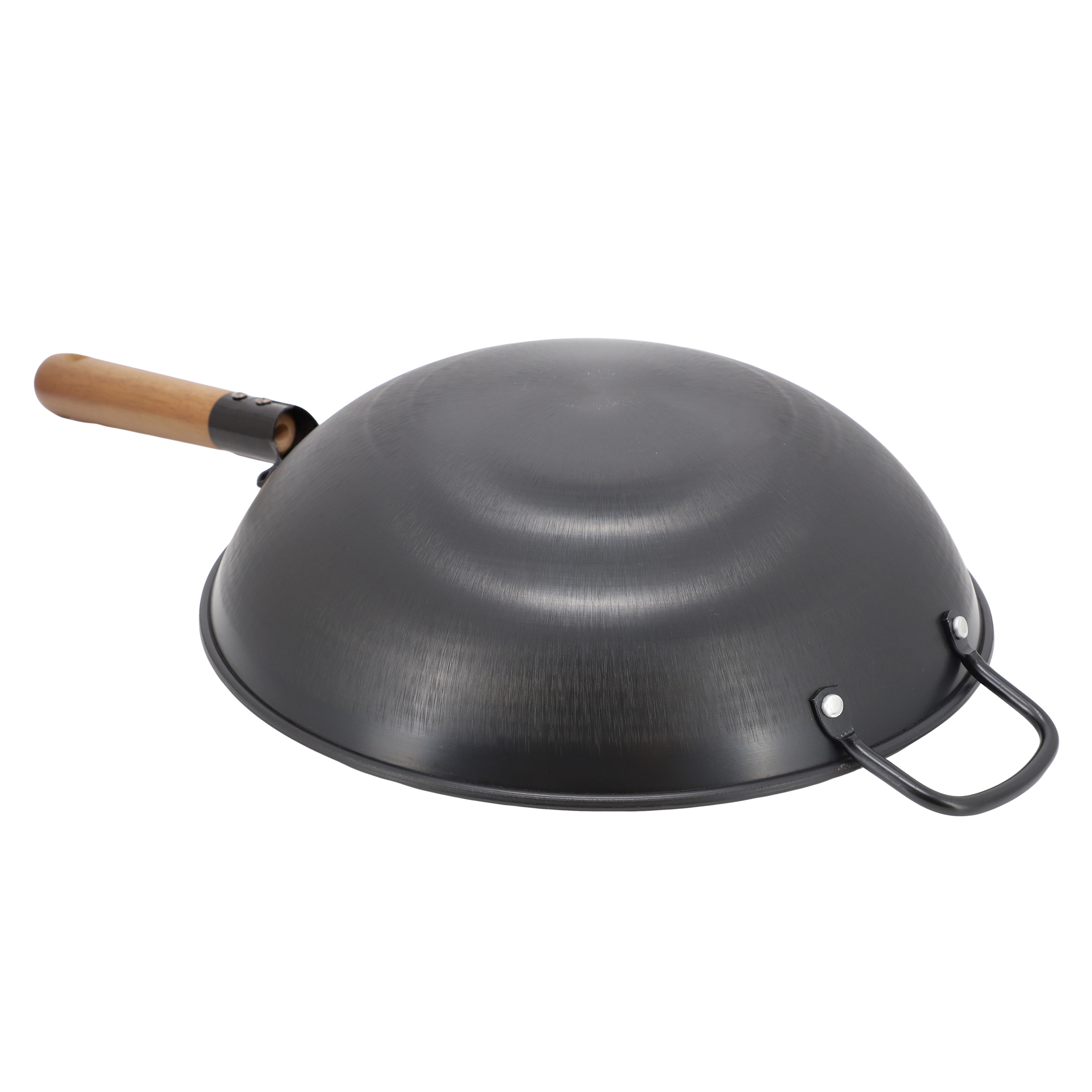 Gibson Home Welton 13.5 Inch Carbon Steel Wok with Wood Handle in Black