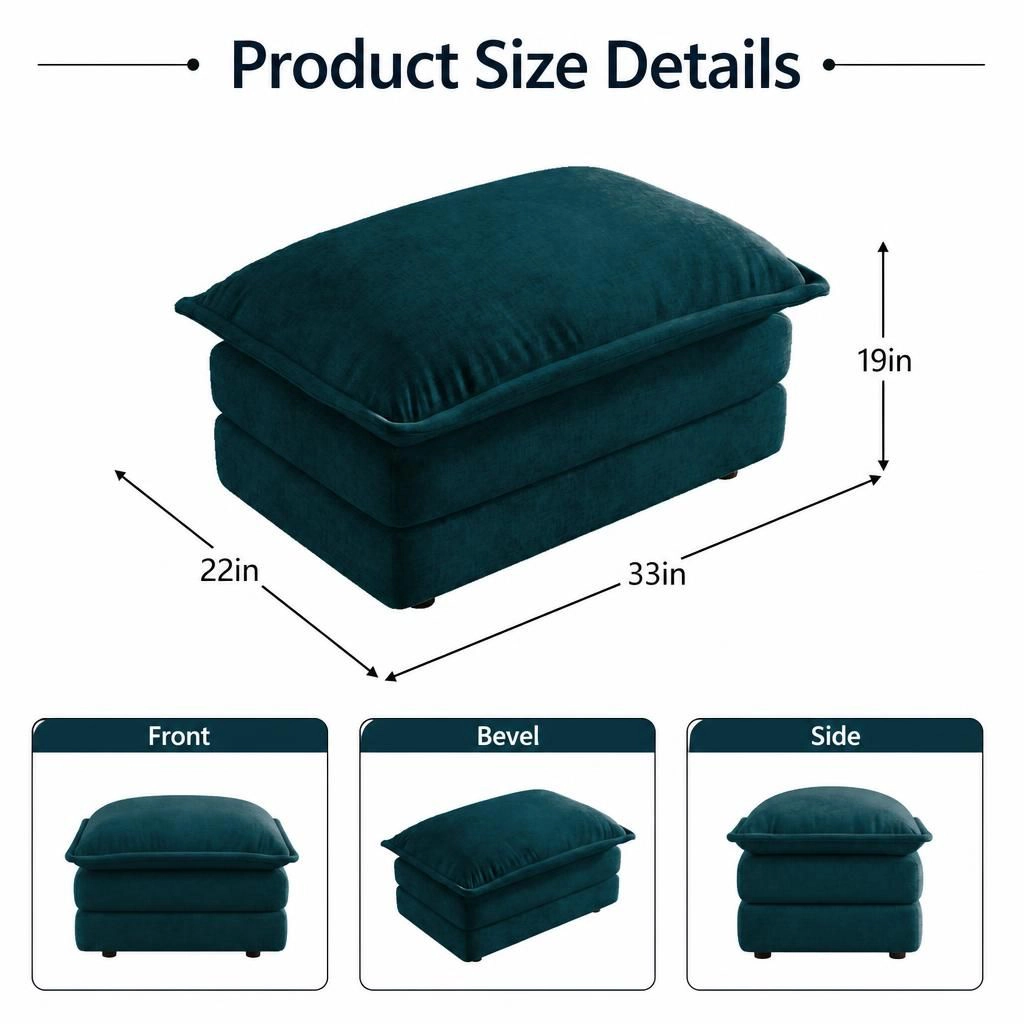 GOODSILO Soft Upholstered Chenille Rectangular Ottoman
