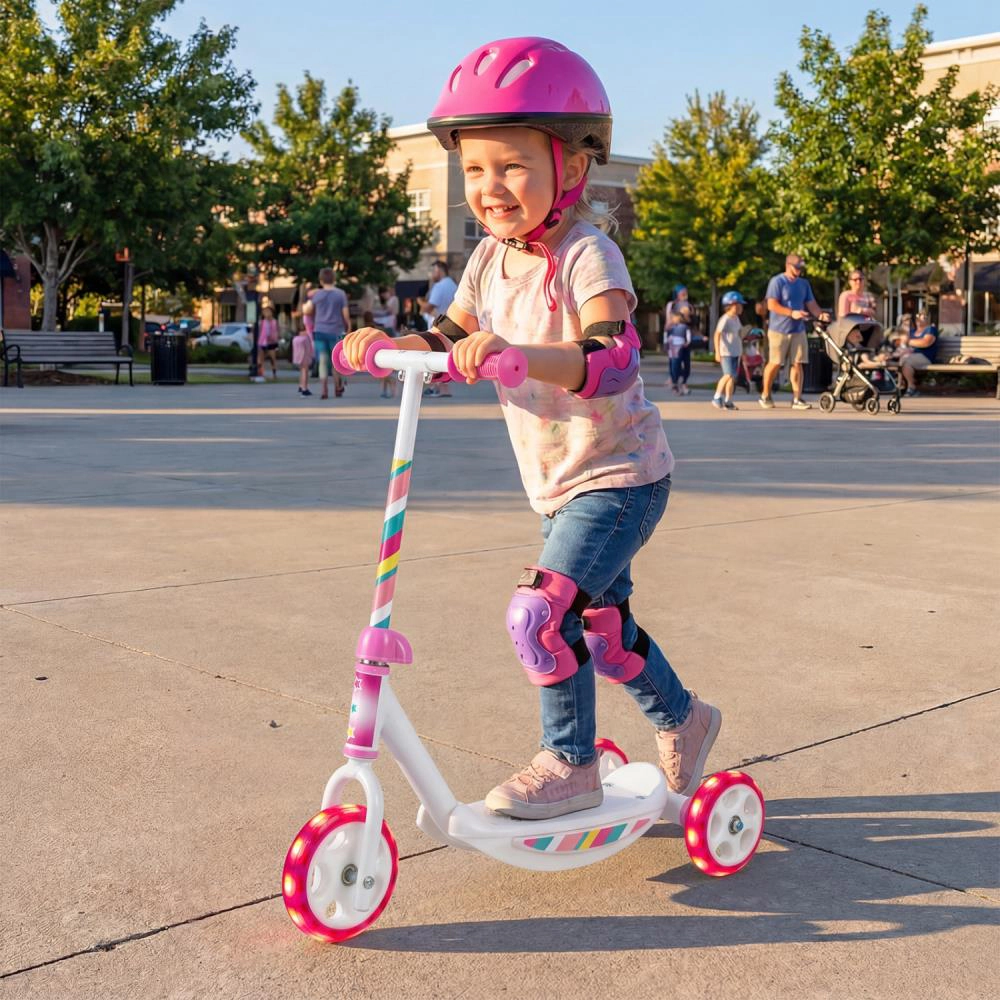 Hivvago Toddlers Kick Scooter with LED Light-Up Wheels and Wide Anti-Slip Deck for Boys and Girl