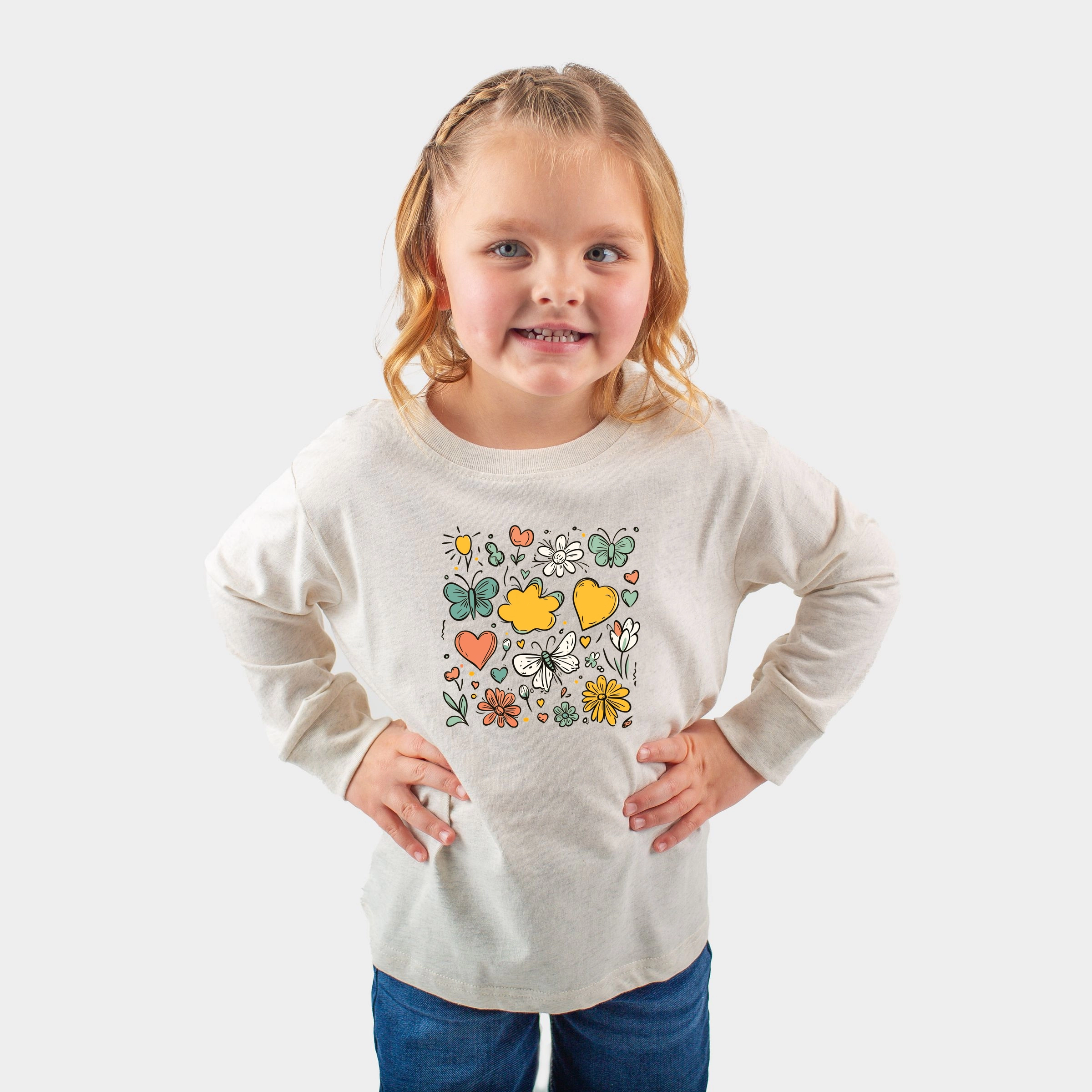 The Juniper Shop - Toddler Long Sleeve Graphic Tee Flowers and Butterflies