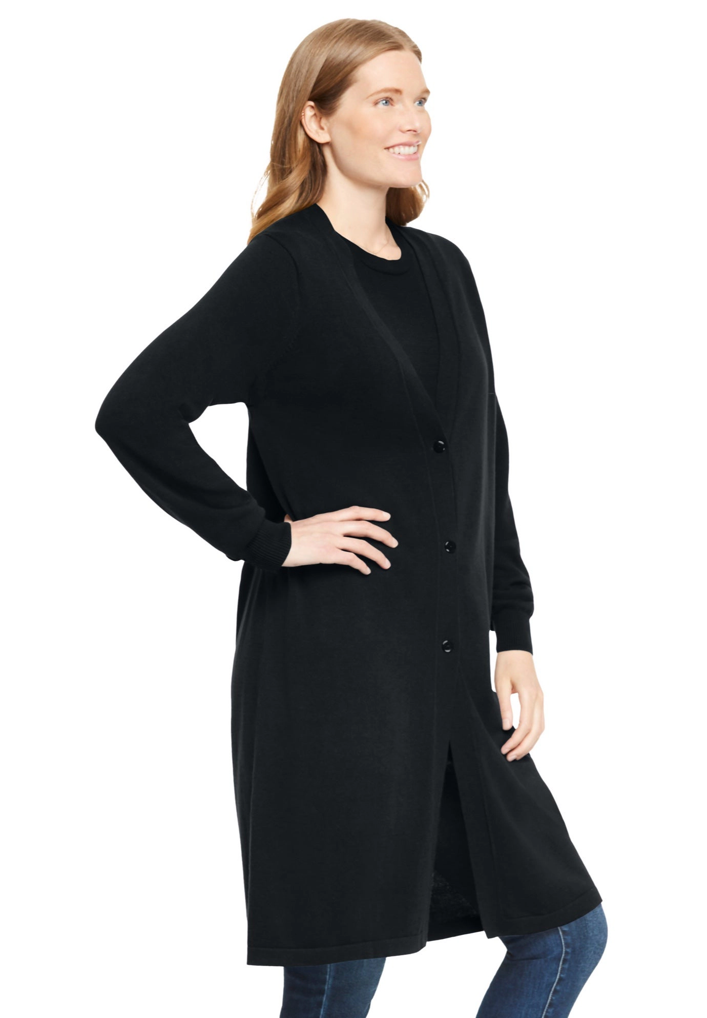 Woman Within Plus Perfect Cotton Duster Sweater