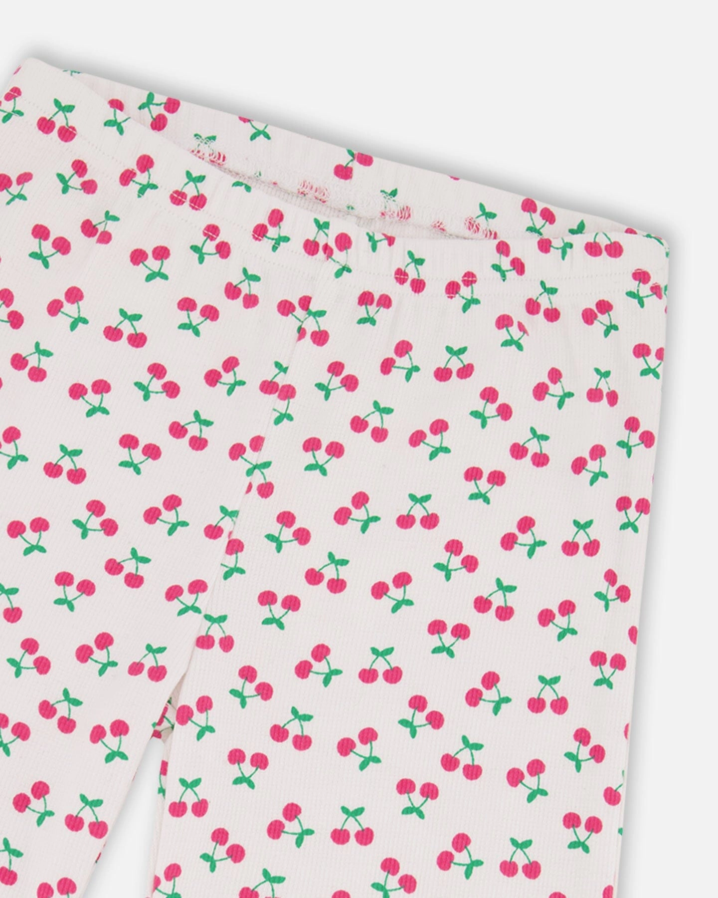 Deux par Deux Girls Rib Flare Leg Leggings Printed Cherries