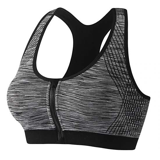 Wardrobe Whimsy Women Zipper Backless Sports Bra Wire‑Free Tank Top Yoga Workout Bralette