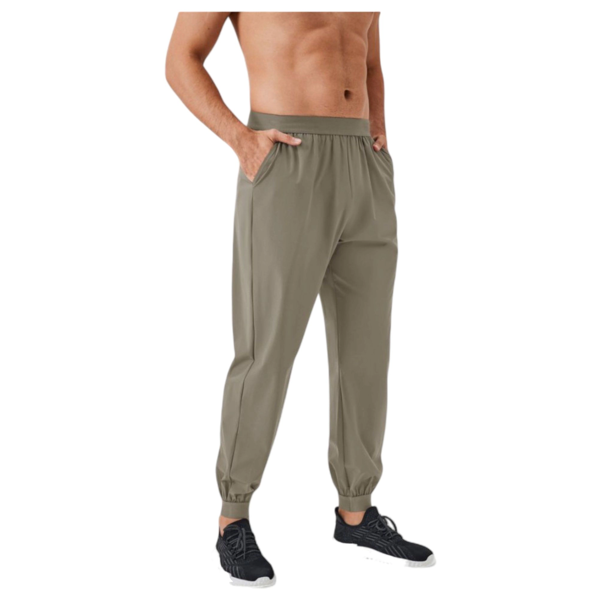 Anna-Kaci Men's Tapered Lounge Pants with Stretch Waistband and Elastic Cuffs