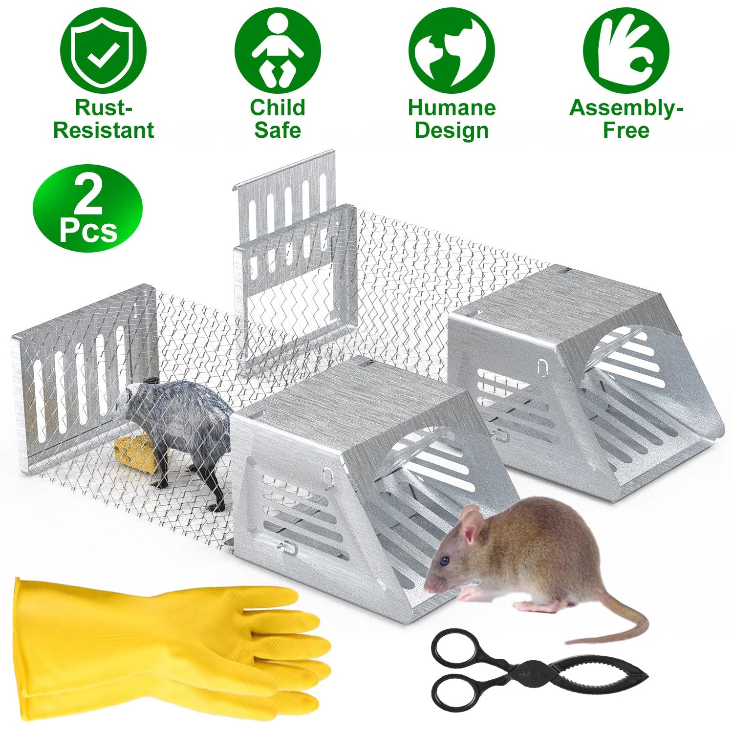 GBruno 2-Piece Galvanized Mouse Trap Cage