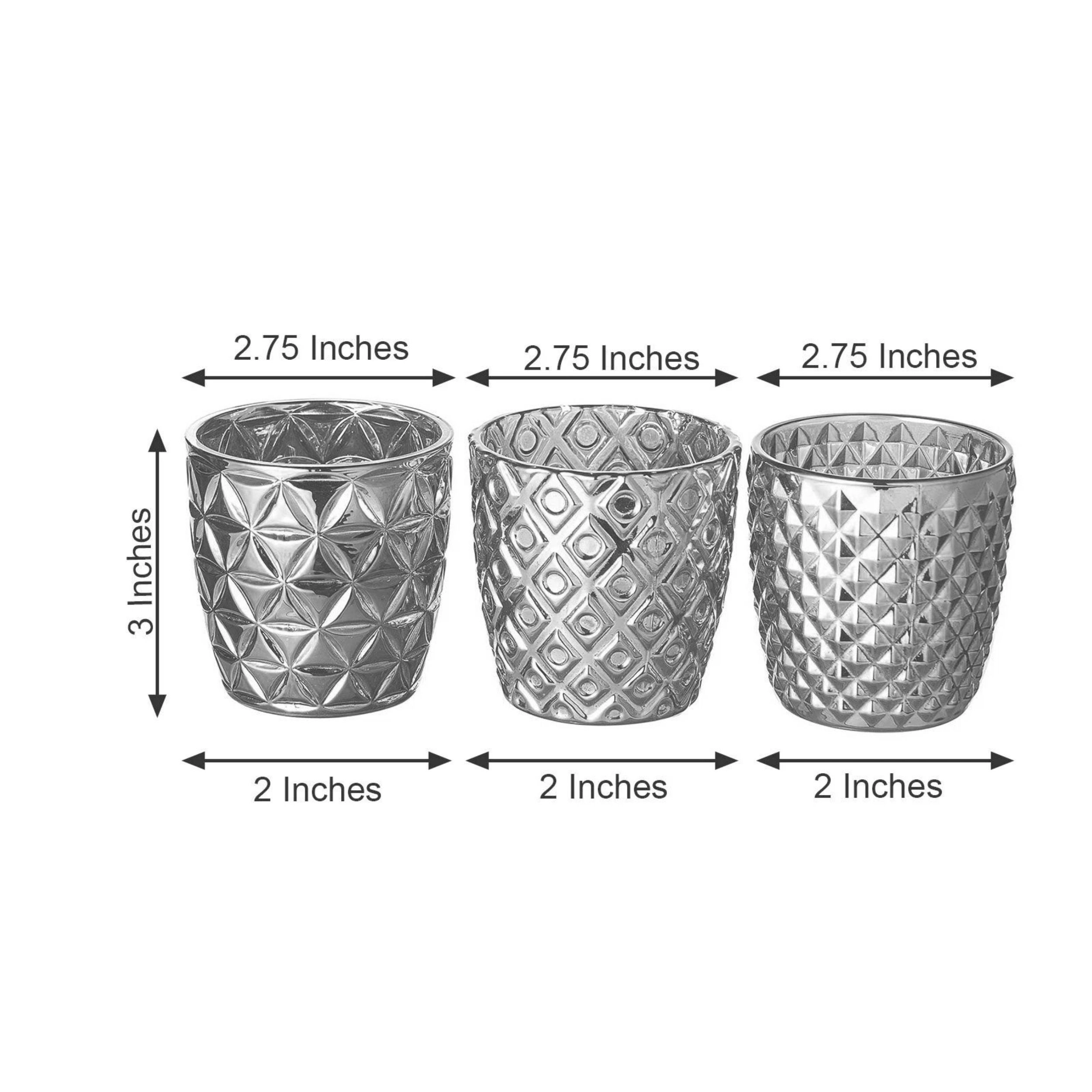 Home Collection 3 Inch Geometric Glass Votive Candle Holders Pack of 6