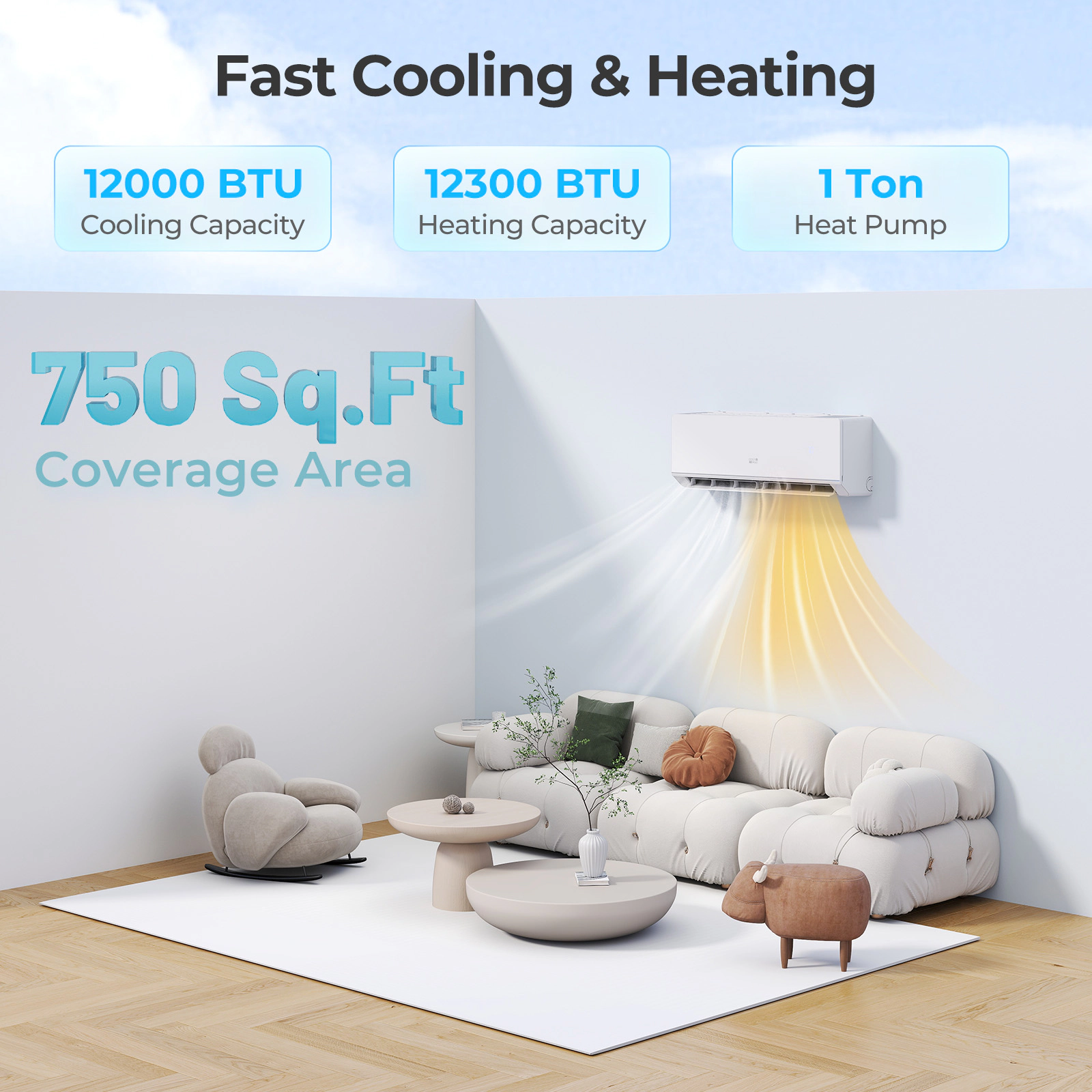 LJG SEERXtreme Series ENERGY STAR Certified 12000 BTU 24 SEER2 208-230V Mini Split Heat Pump Heating at -13°F
