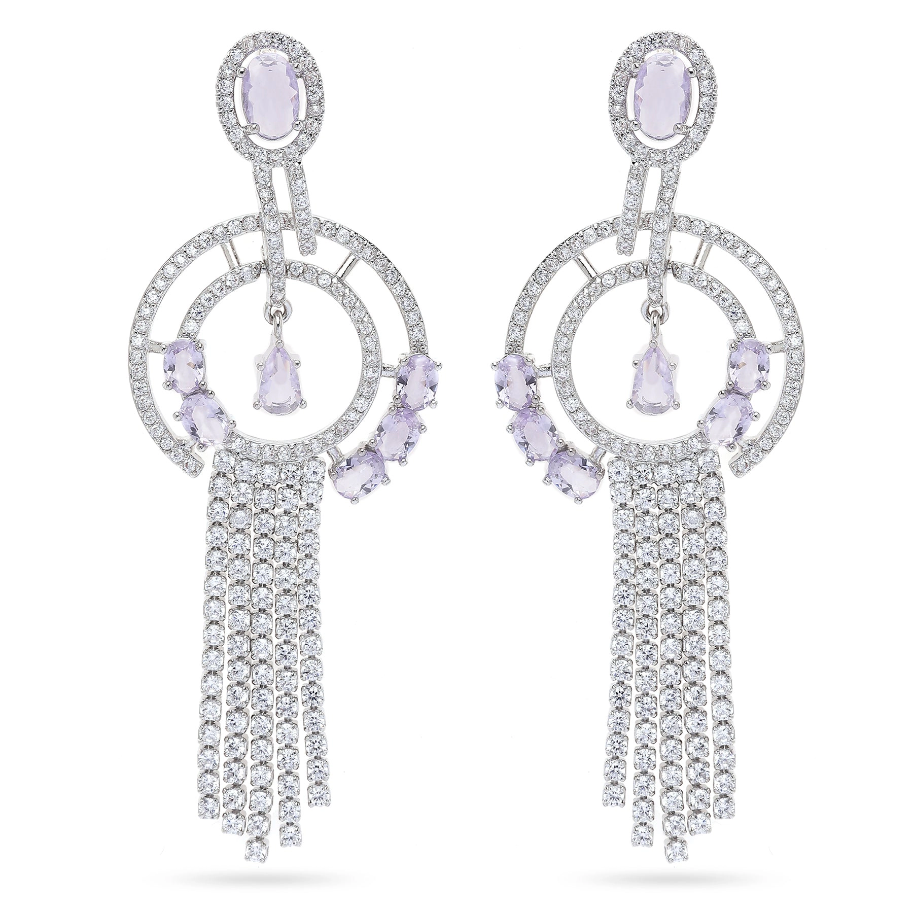 AGP PARIS Womens Geometric Purple Chain Drop Earrings