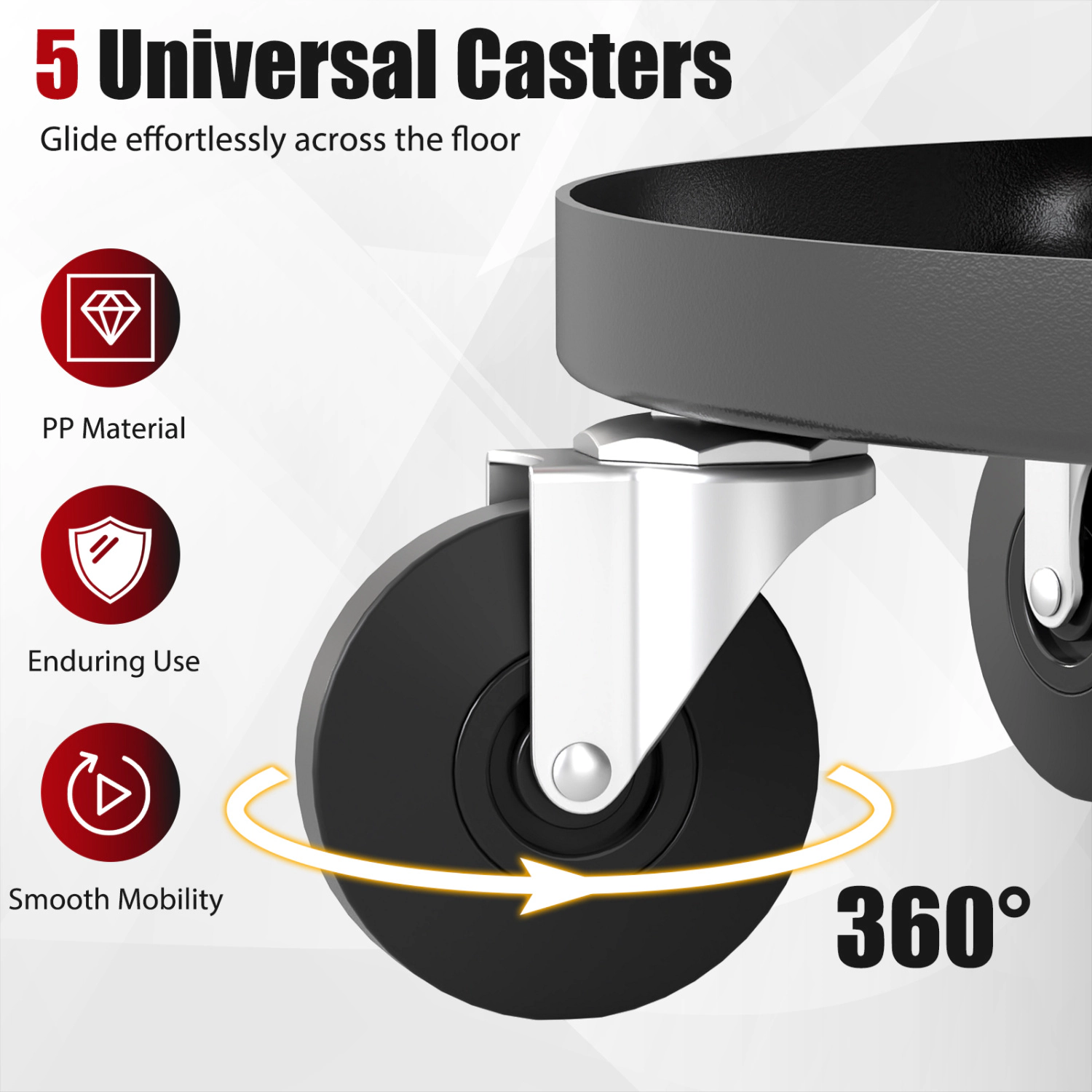 LJG 16.5"-22" Adjustable Height Seat Rolling Mechanic Stool with Wheels