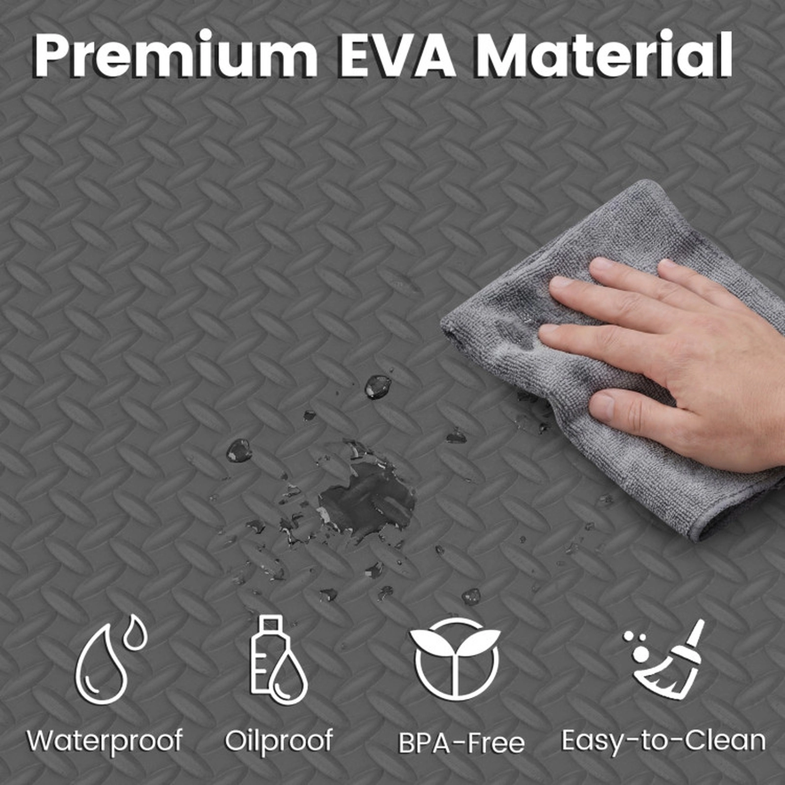 SUGIFT Gray 12-Piece 25-in x 25-in 0.5-in Thick Interlocking EVA Foam Puzzle Exercise Floor Mats with Borders