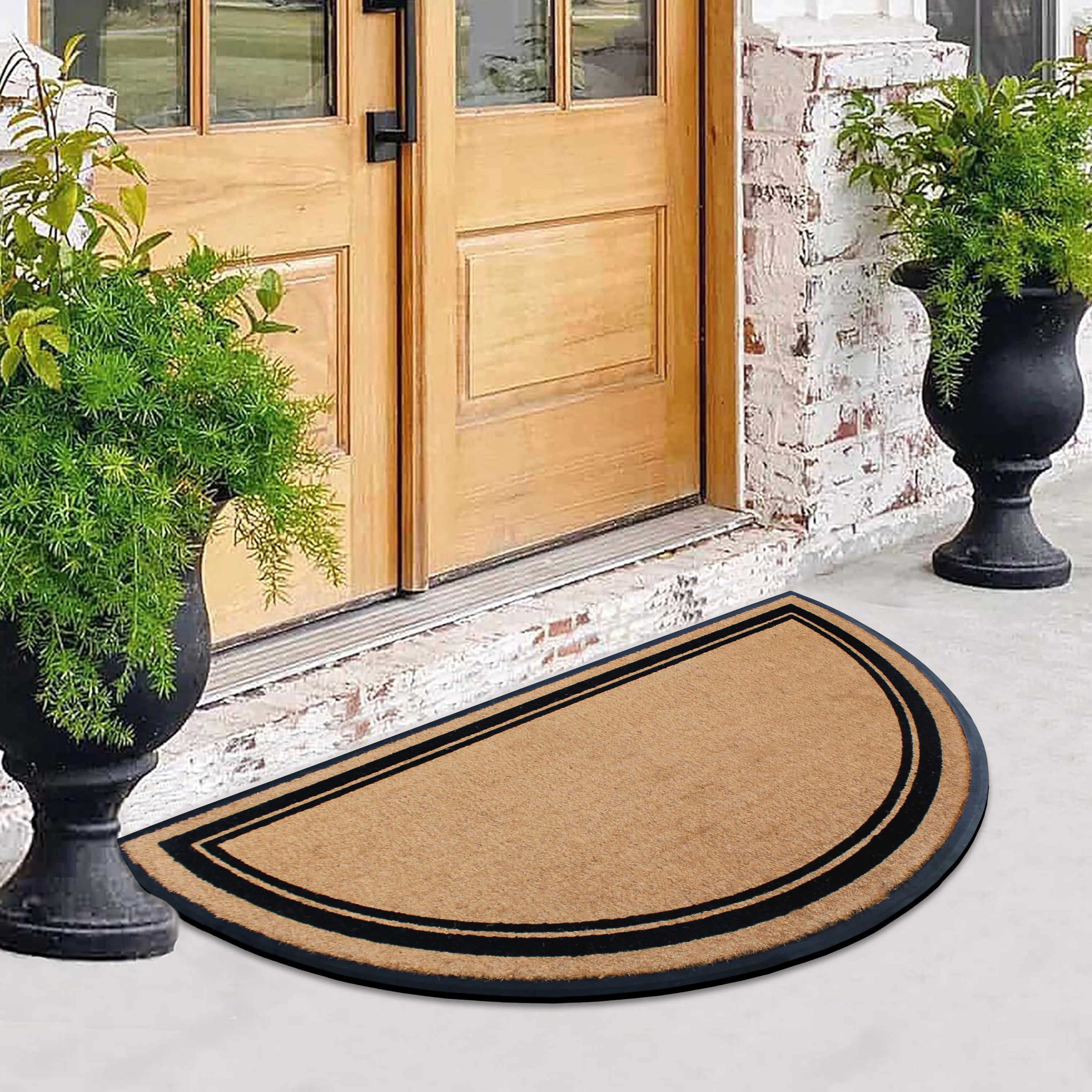 A1HC Half-Round Coir and Rubber Door Mat 36x72 Inches Low-Profile Long-Lasting Classic Semicircle