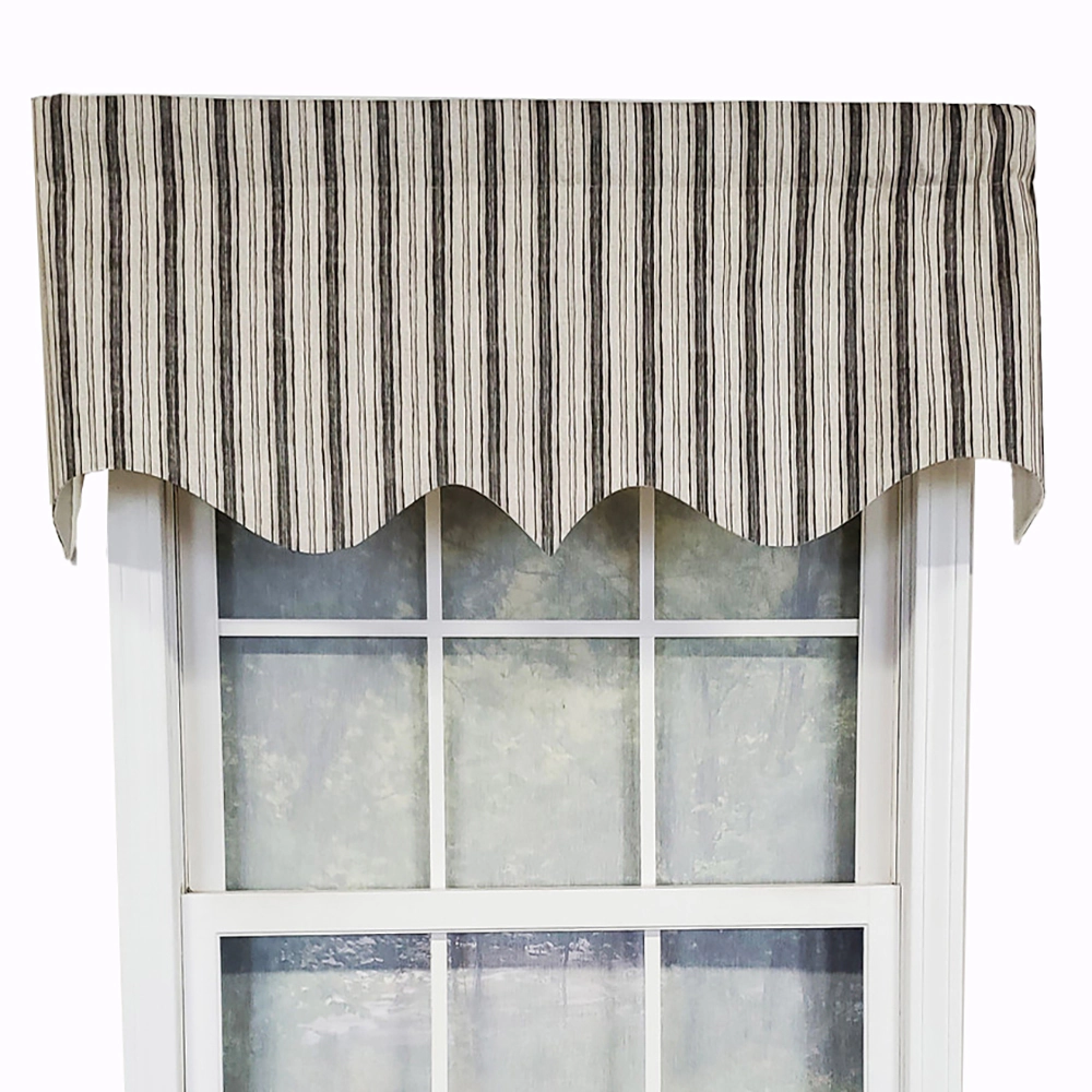 RLF Home Luxurious Modern Design Classic Brunswick Stripe Regal Style Window Valance 50" x 17" Gray