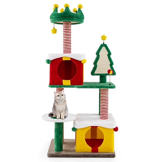 LJG Cute Christmas Cat Tree Cat Tower for Indoor Cats with Scratching ...