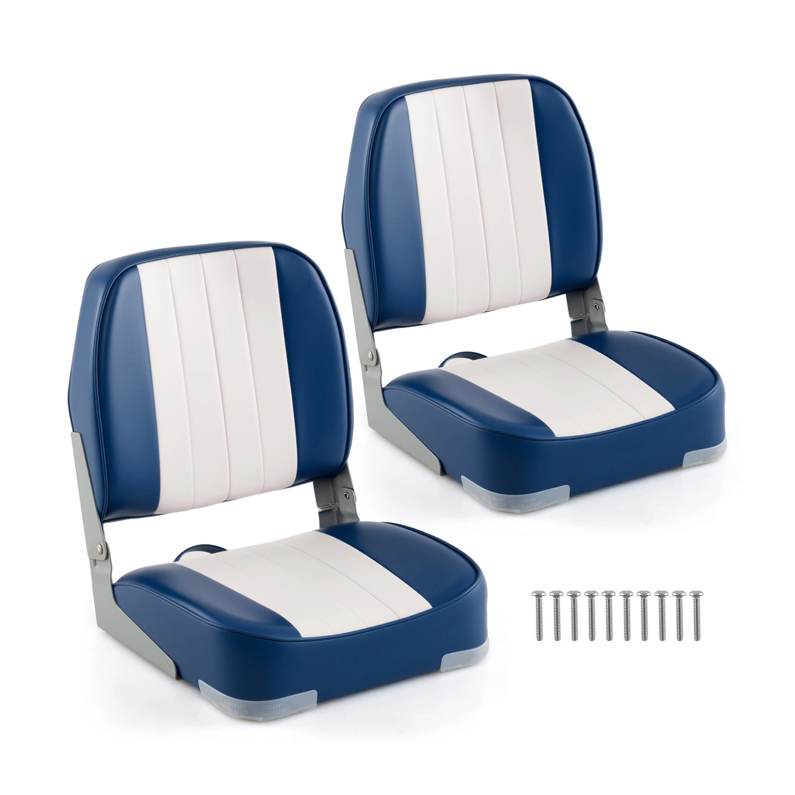 SUGIFT 2-Pack 330-lb Capacity Folding Low Back Boat Seats Chairs with Sponge Cushion and PVC Leather