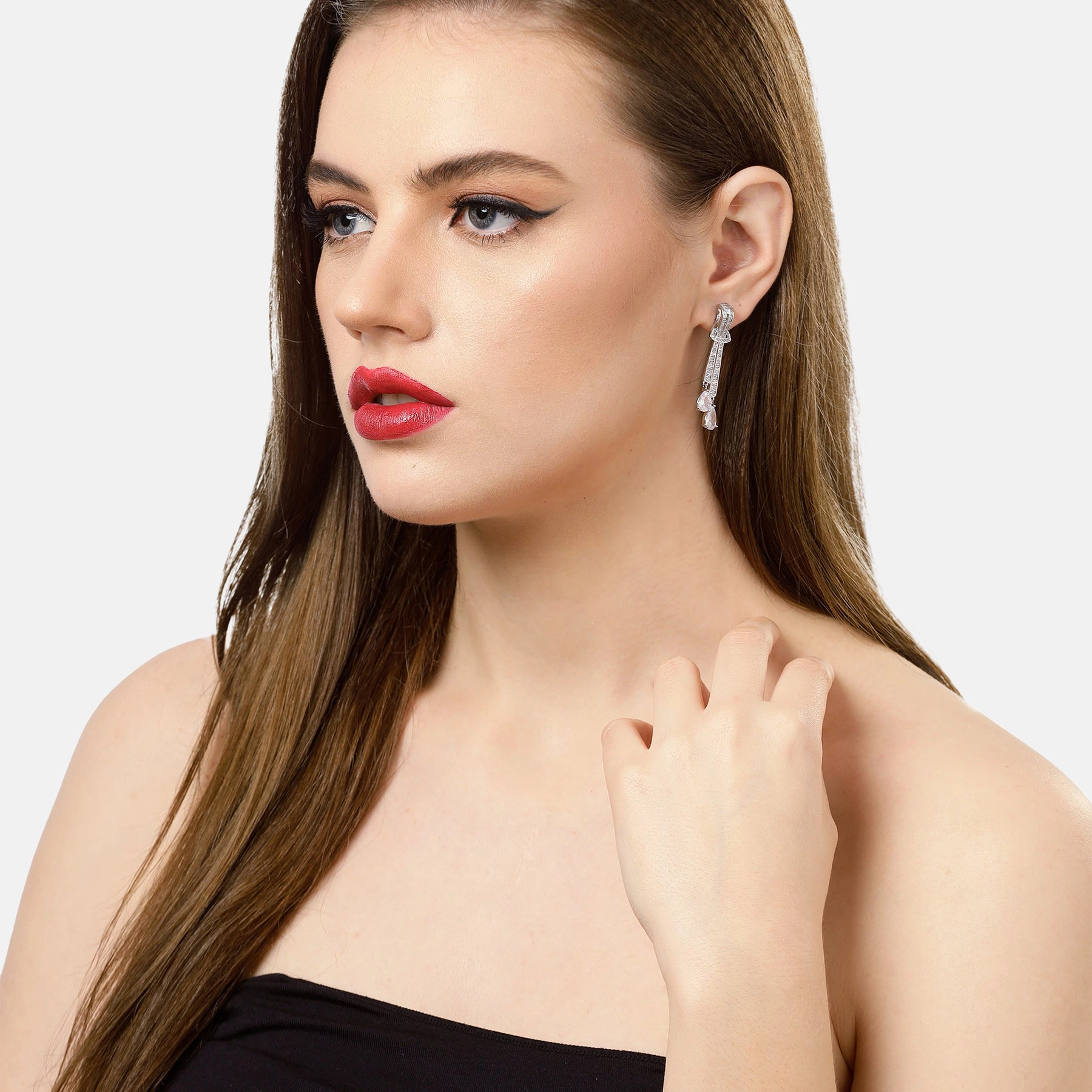 AGP PARIS Womens Silver Knot Drop Earrings