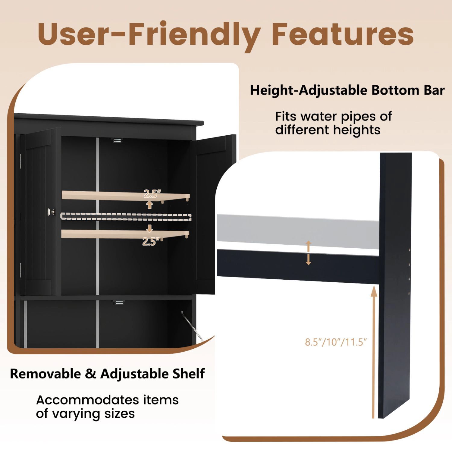 SlickBlue Bathroom Space Saver Organizer with Cabinet and Open Shelves