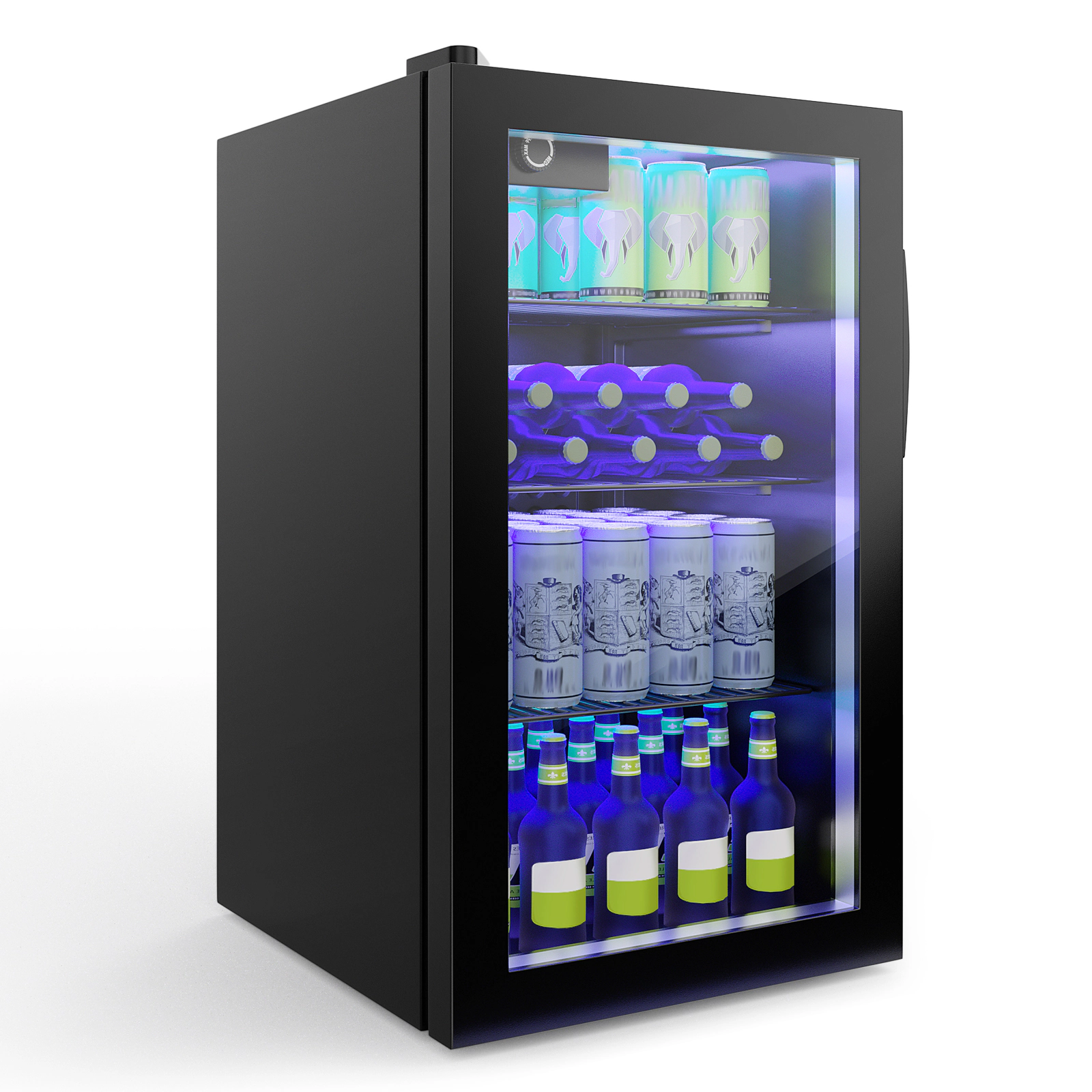 SUGIFT 120-Can Beverage Refrigerator, 3.2 cu. ft. Mini Fridge with Reversible Glass Door
