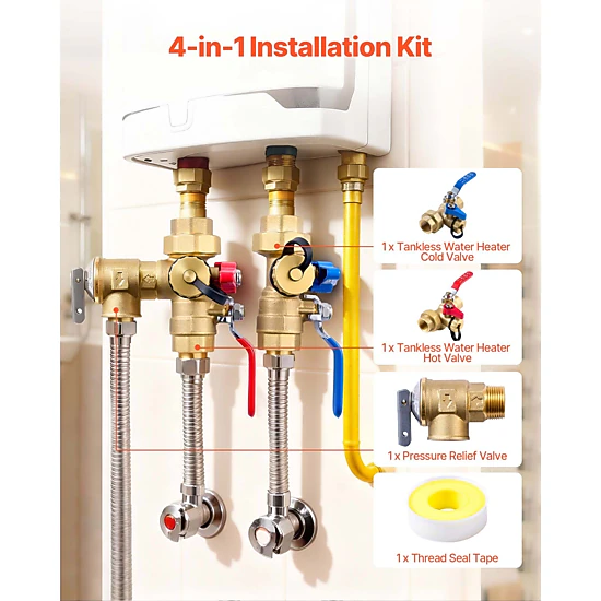 HONGGE Water Heater Kit, 3/4 Inch Isolation Valves