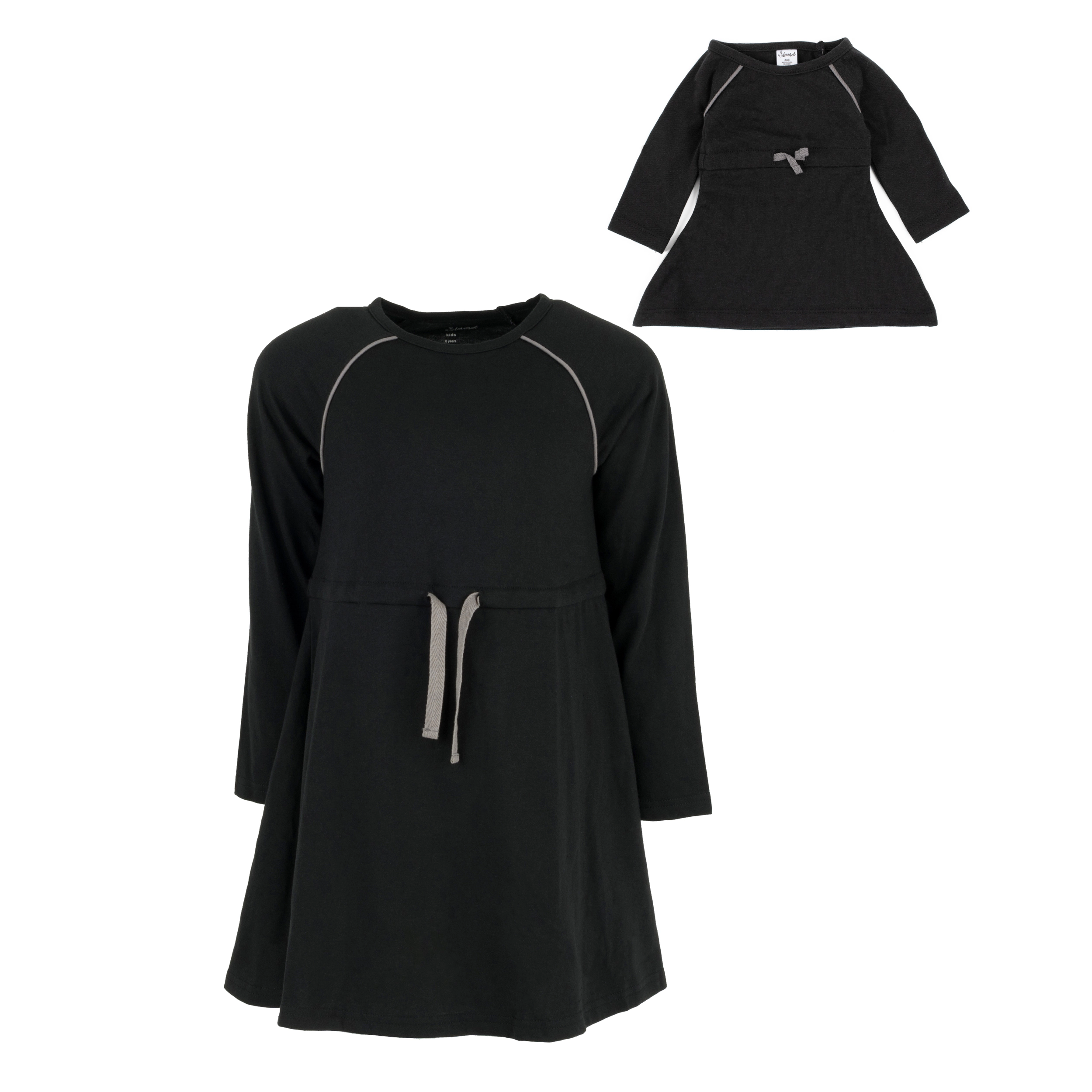 Leveret Girl & Doll Matching Neutral Drawstring Sweatshirt Dress