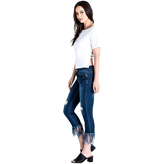 Standards & Practices Women's Cropped Ankle Jeans Undone Raw Hem