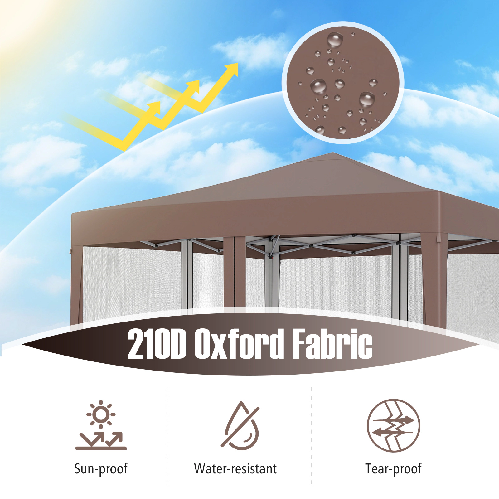 Hivvago 10 FT x Pop-Up Canopy Tent Easy Setup Instant Folding Shelter with Mesh Netting