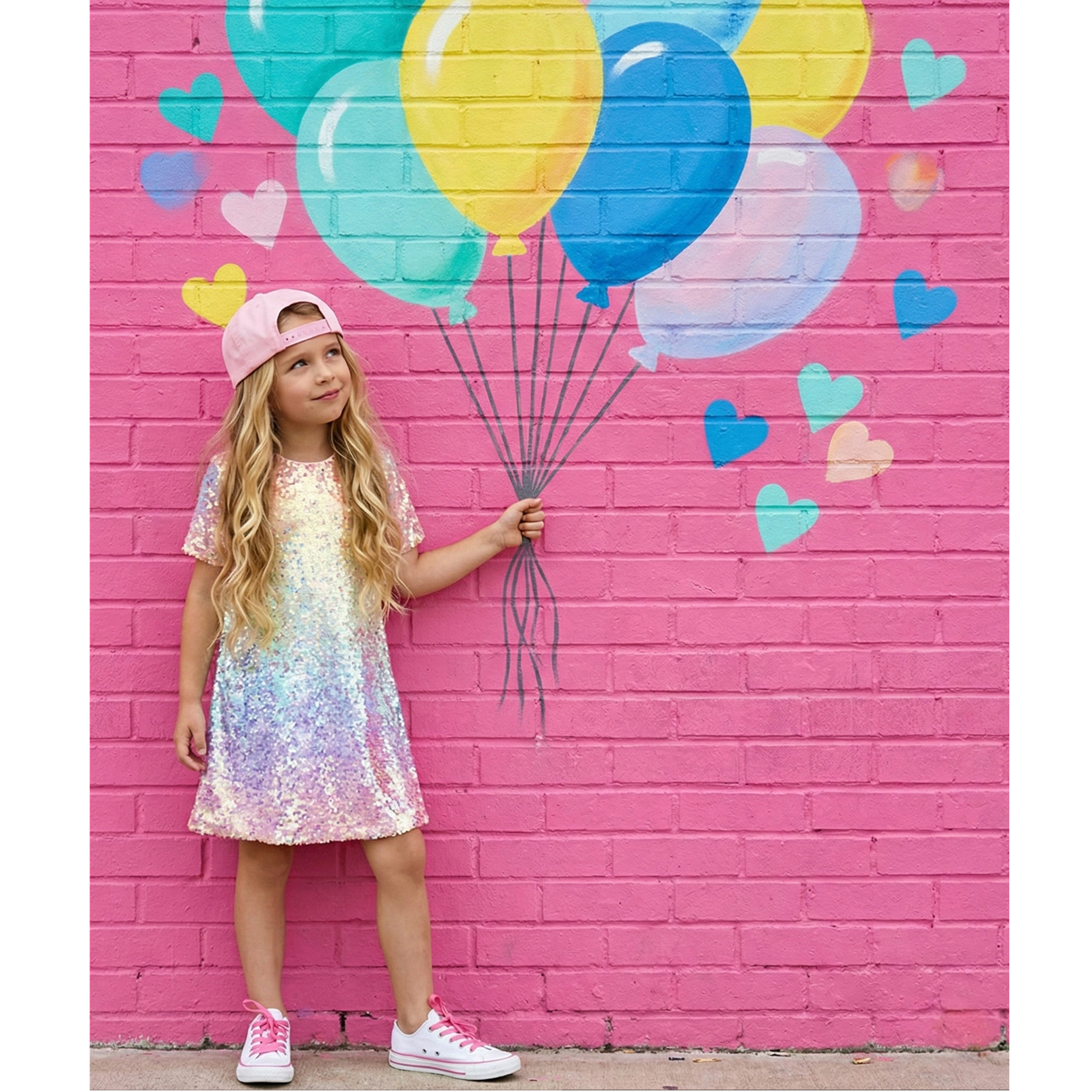 2Bunnies Girls Ombre Sequin Short Sleeve Shift Dress