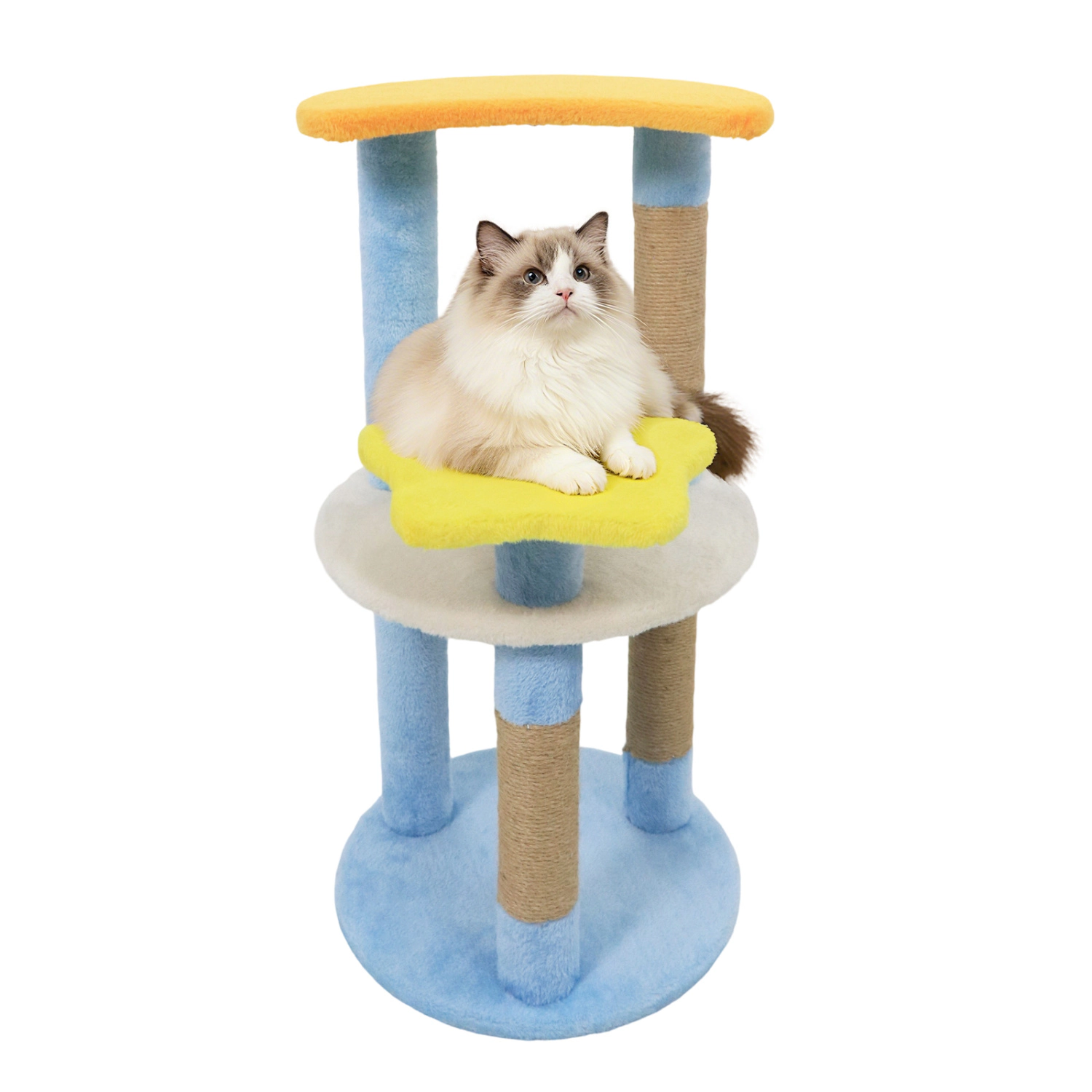 LJG 29 Inches Cute Modern Cat Tree with Star and Moon Shaped Platforms