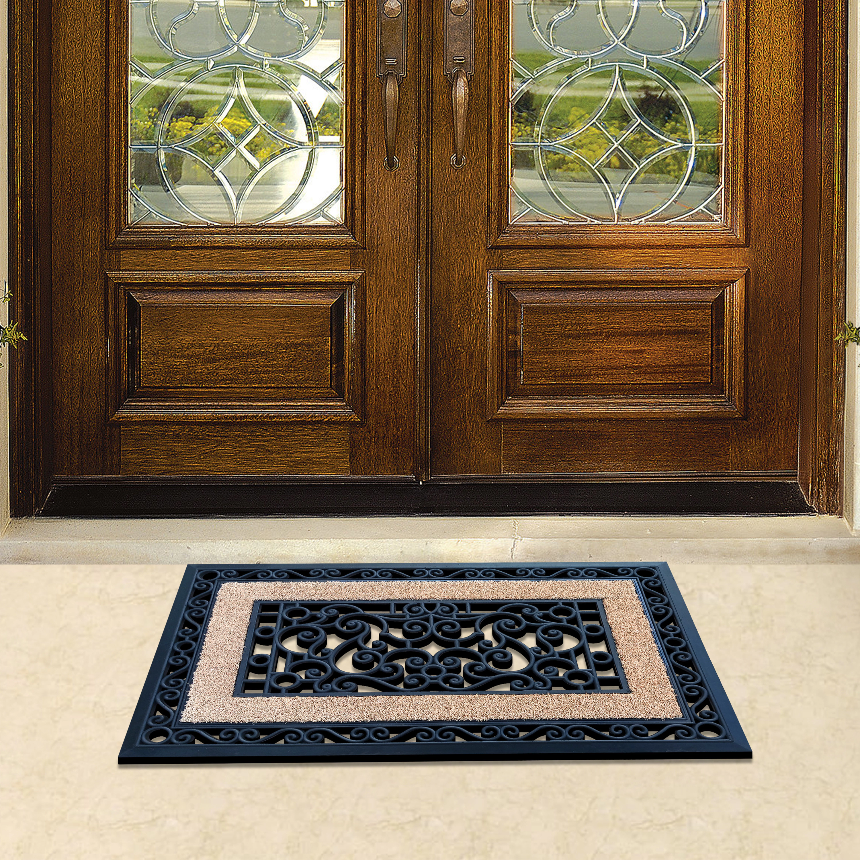 A1 Home Collections Coir and Rubber Door Mat 23x35 Inches Heavy Duty Iron Gate