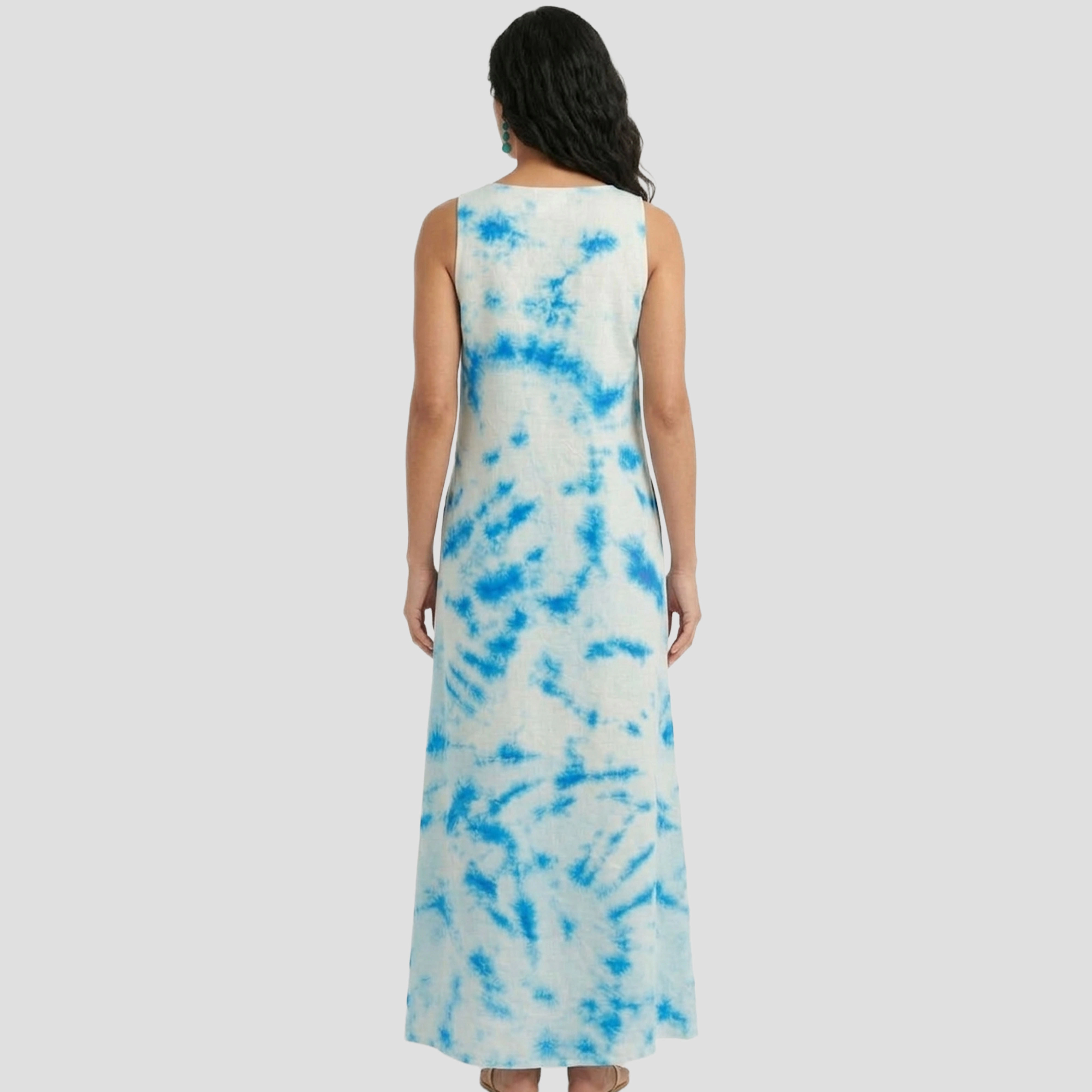 Artyska Women’s Sleeveless Maxi Dress with Lace-Up Front & Pockets