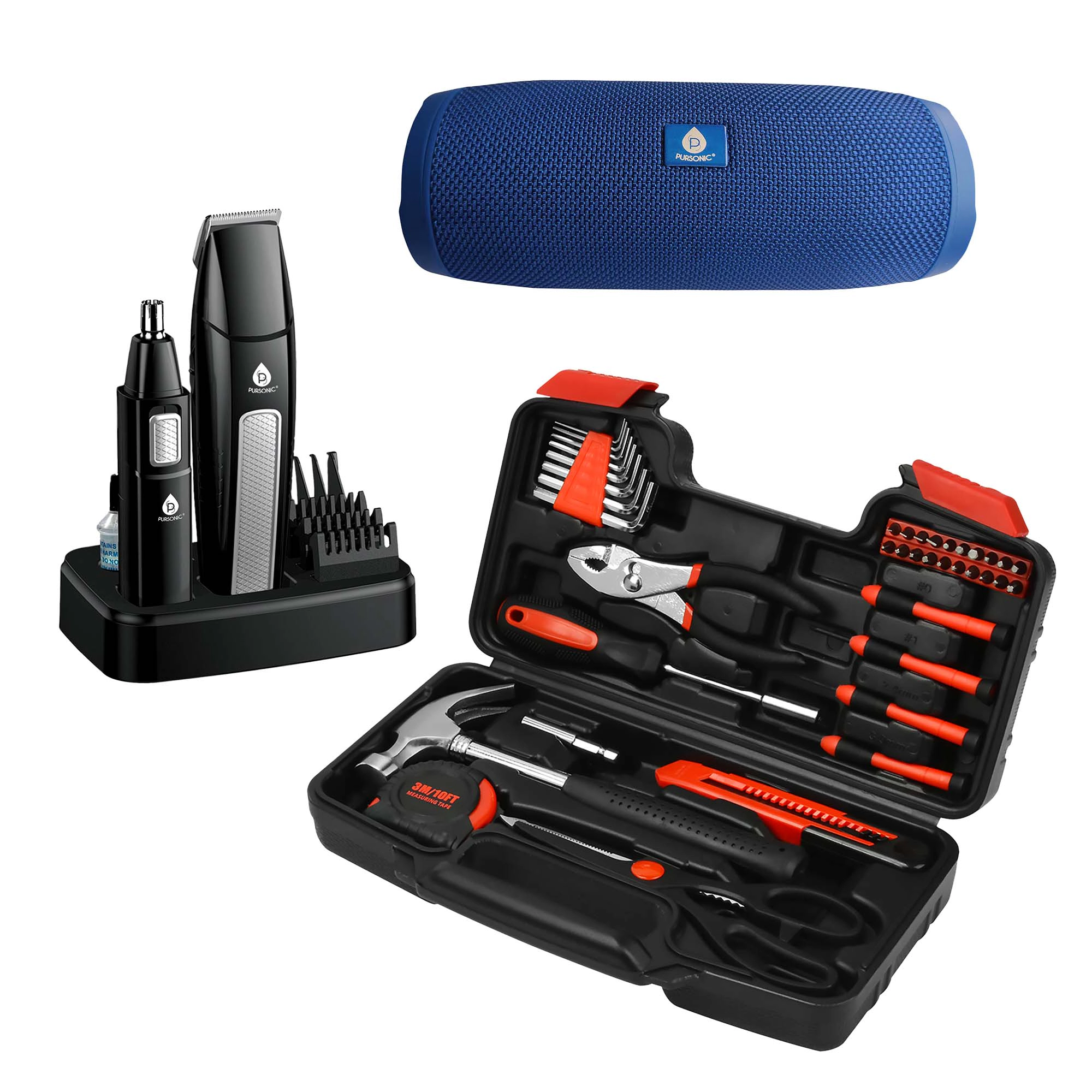 Pursonic Men’s Ultimate Men’s Package – Tool Kit, Wireless Speaker & Grooming Set for Everyday Excellence