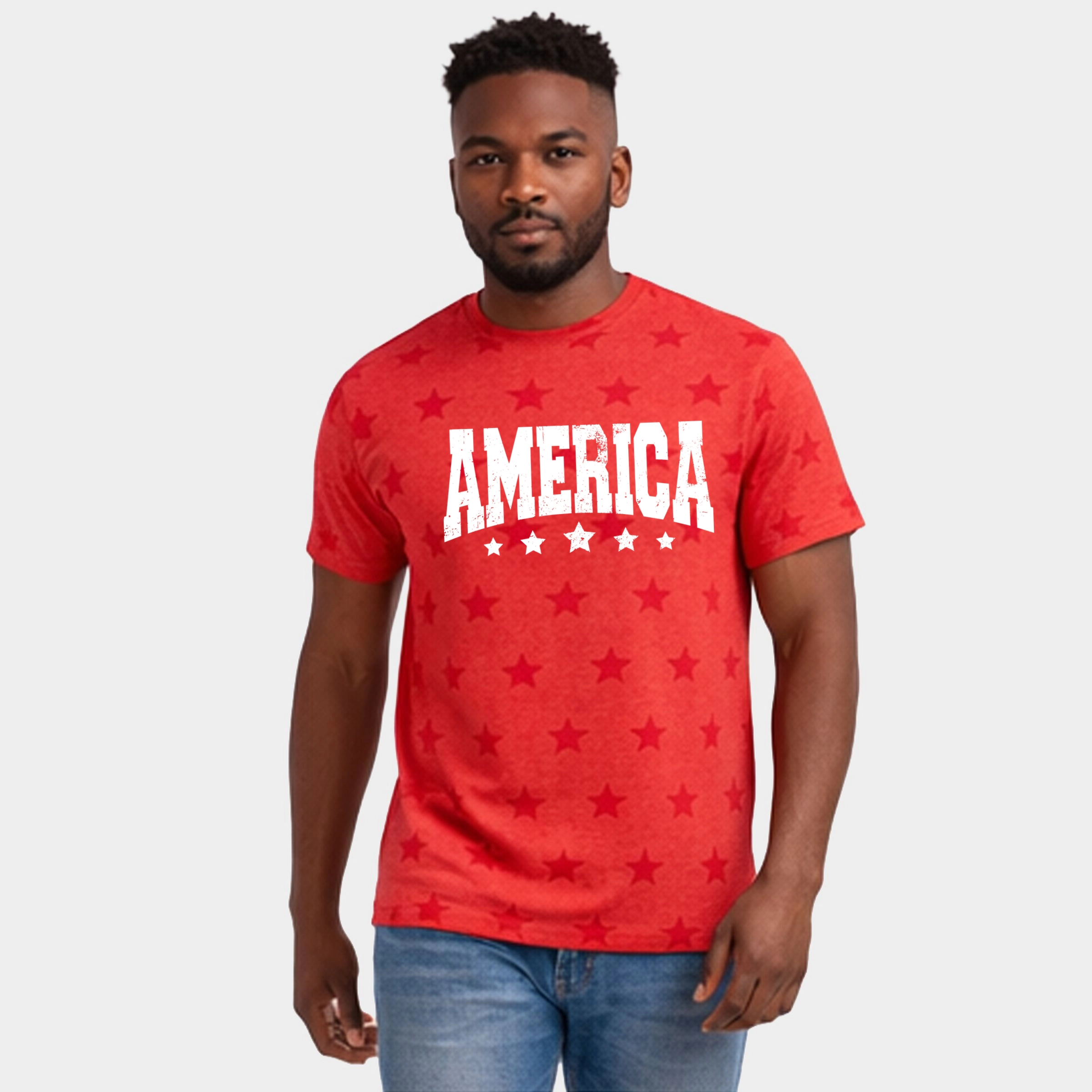 undefined - America Varsity Star Distressed Men's Short Sleeve Tee