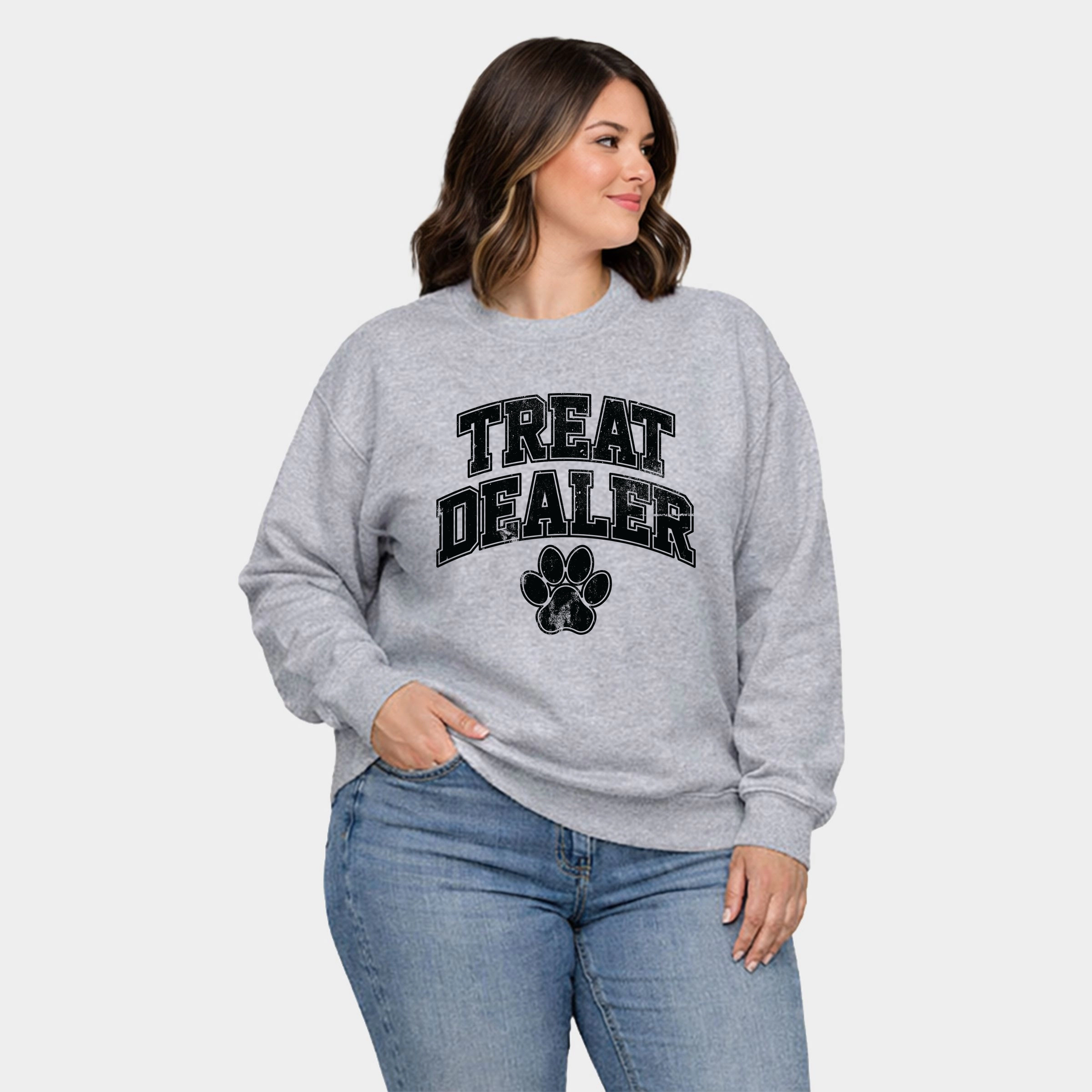 Simply Sage Market - Treat Dealer Paw  Women's Plus Sized Graphic Sweatshirt