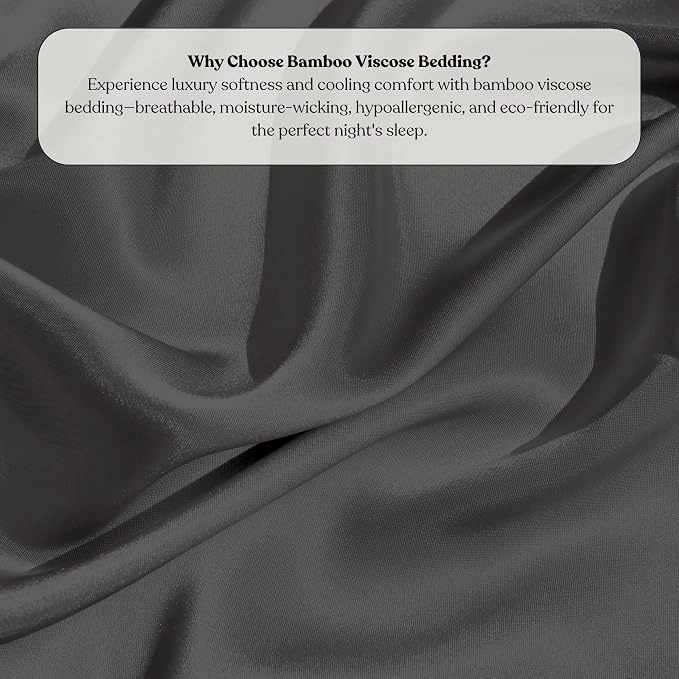 Delara Bamboo Viscose Duvet Cover Set Ultra Soft Cooling Breathable Includes & Pillow Shams