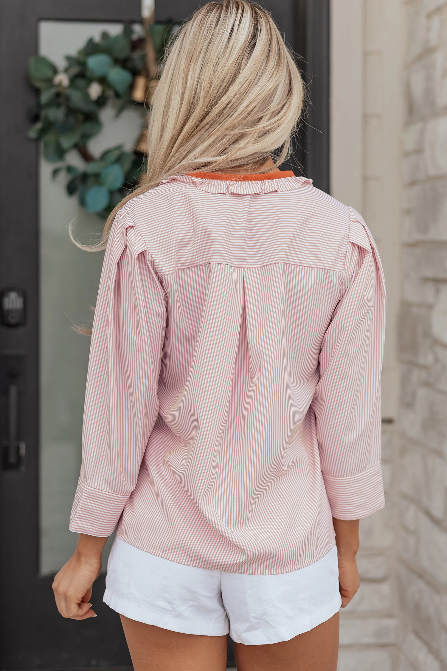 Threaded Pear Women's Maren Frilled Collar Down Shirt