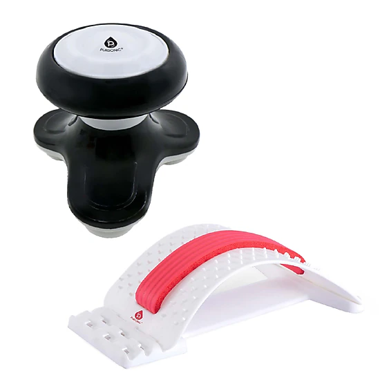 Pursonic Unisex Total Body Relaxation Bundle: Handheld Electric Sport Massager + Back Stretching Device