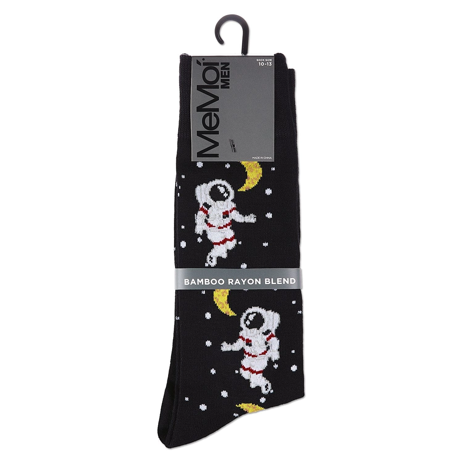 MeMoi Stellar Moonwalk Astronaut Men's Bamboo Blend Crew Socks